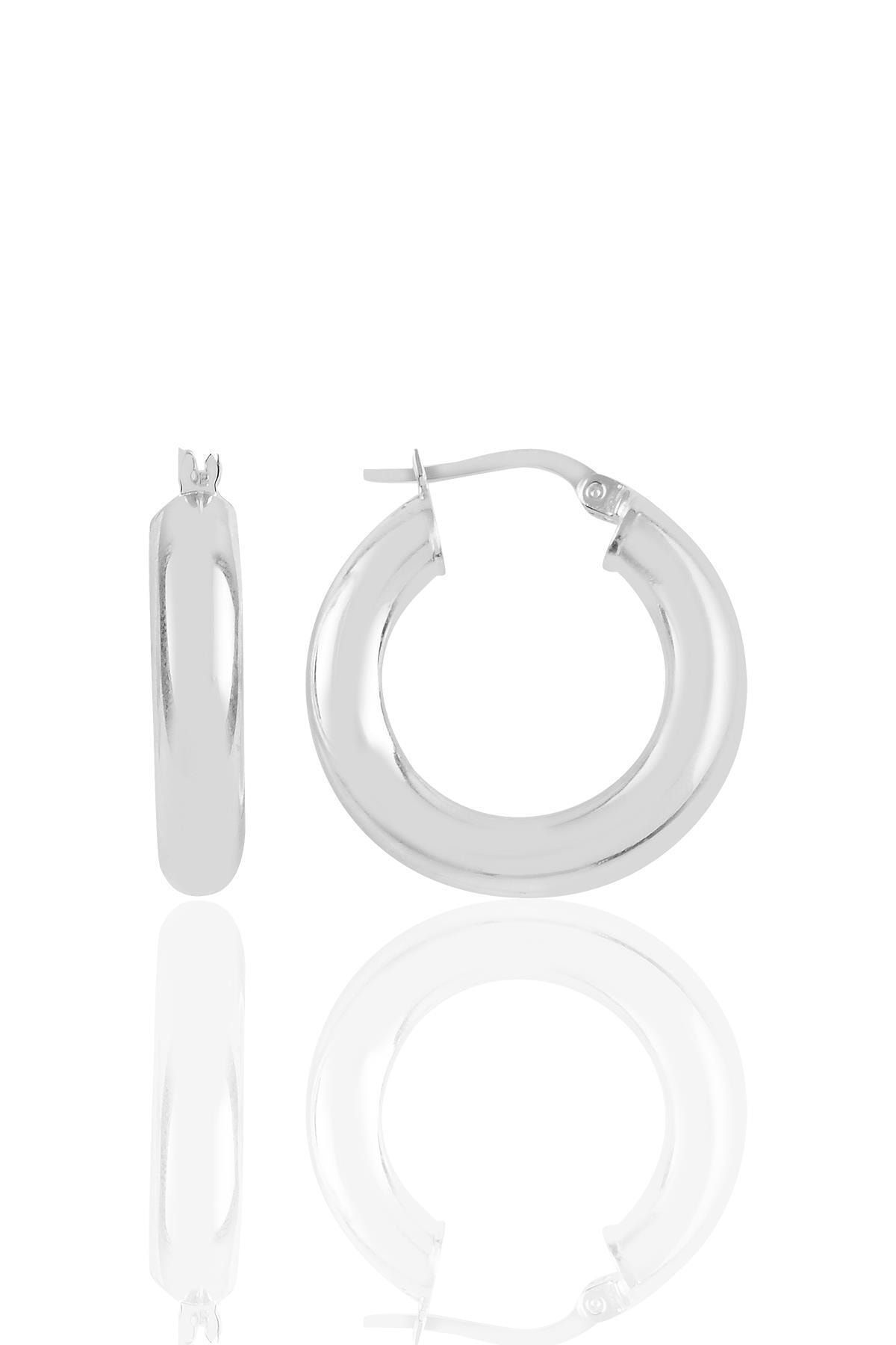 Söğütlü Silver Gümüş 5 Mm Kalınlığında 25 Mm Büyüklüğünde Kalın Gümüş Halka Küpe