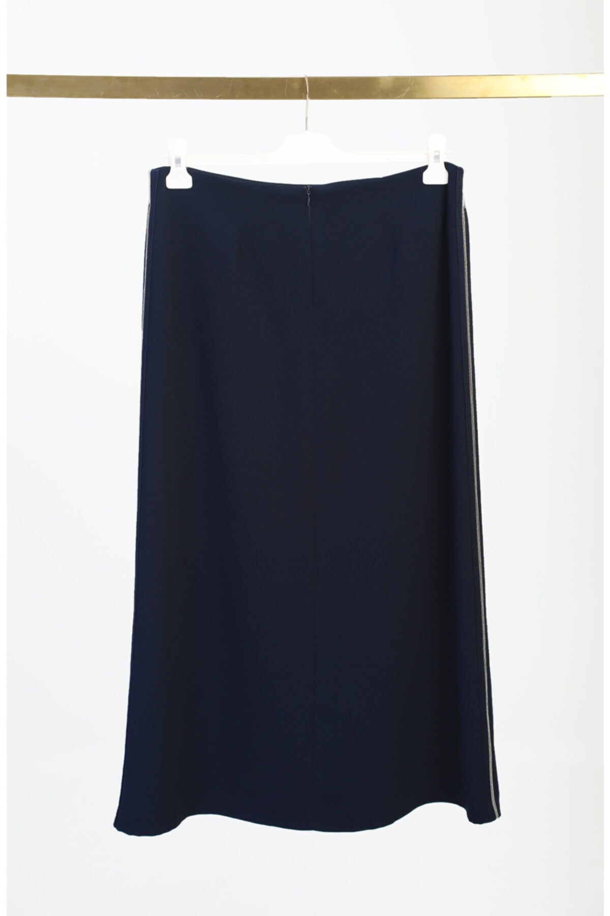 Kemal Aydın Kadın Lacivert Yanları Şerit Aksesuarlı Tesettür Etek