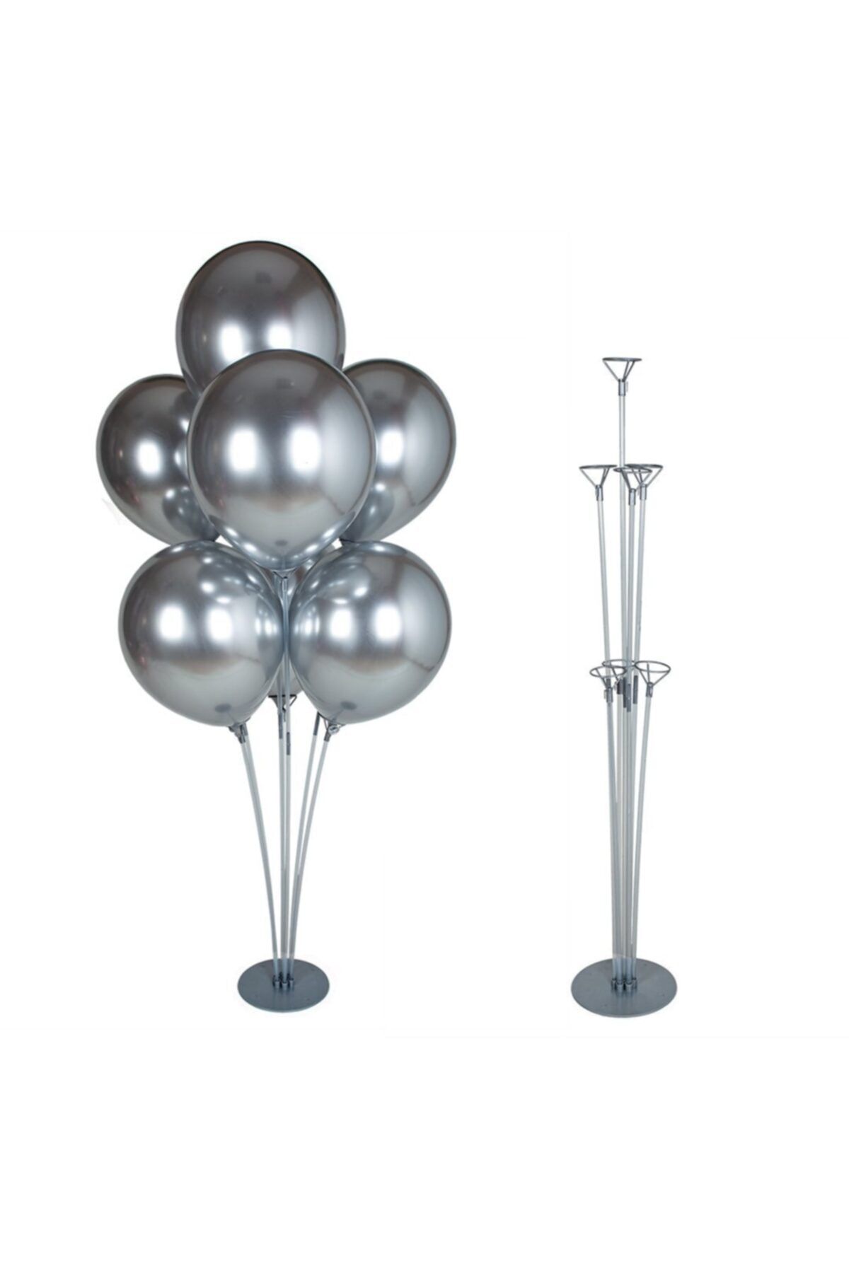 Deniz Yıldızı Sanat 2 Adet 7'li 100 Cm Gümüş Balon Standı
