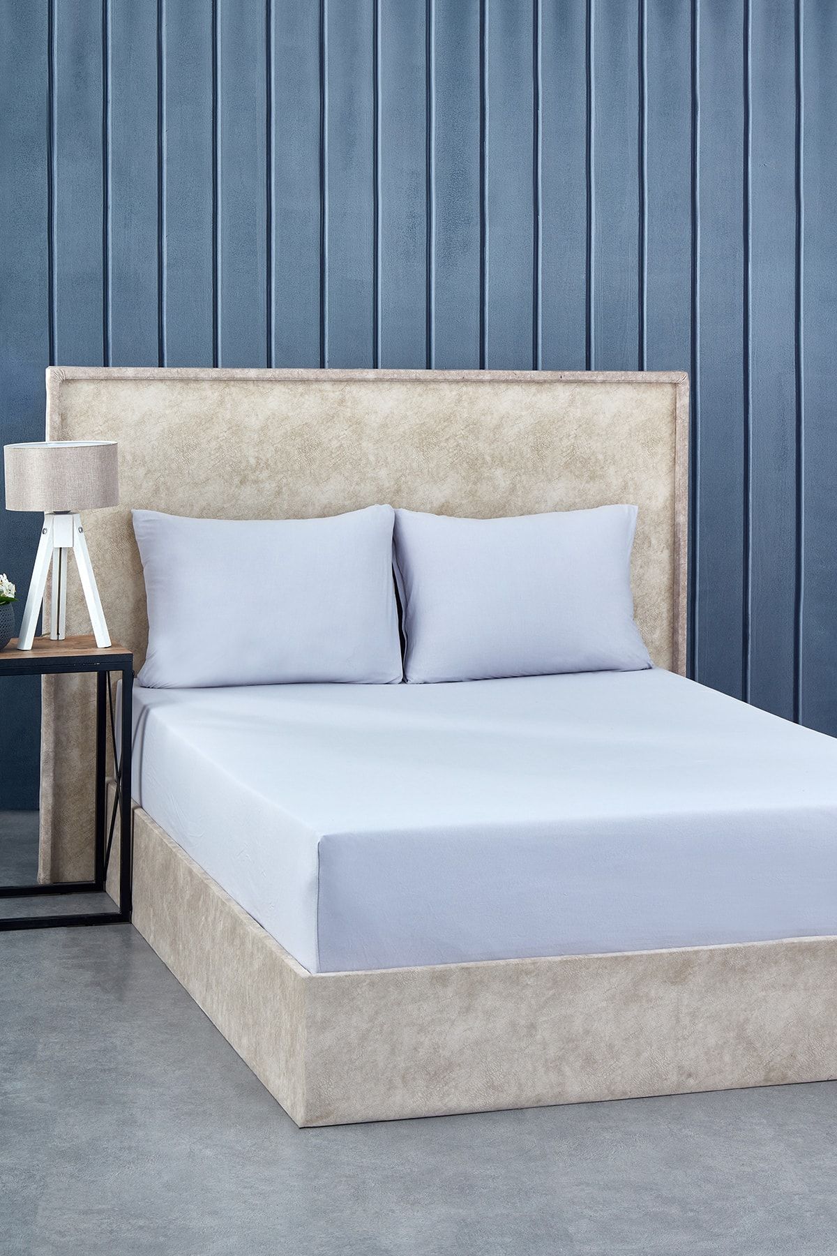 Komfort Home Çift Kişilik Penye Lastikli Çarşaf Seti 150x200 / Açık Gri