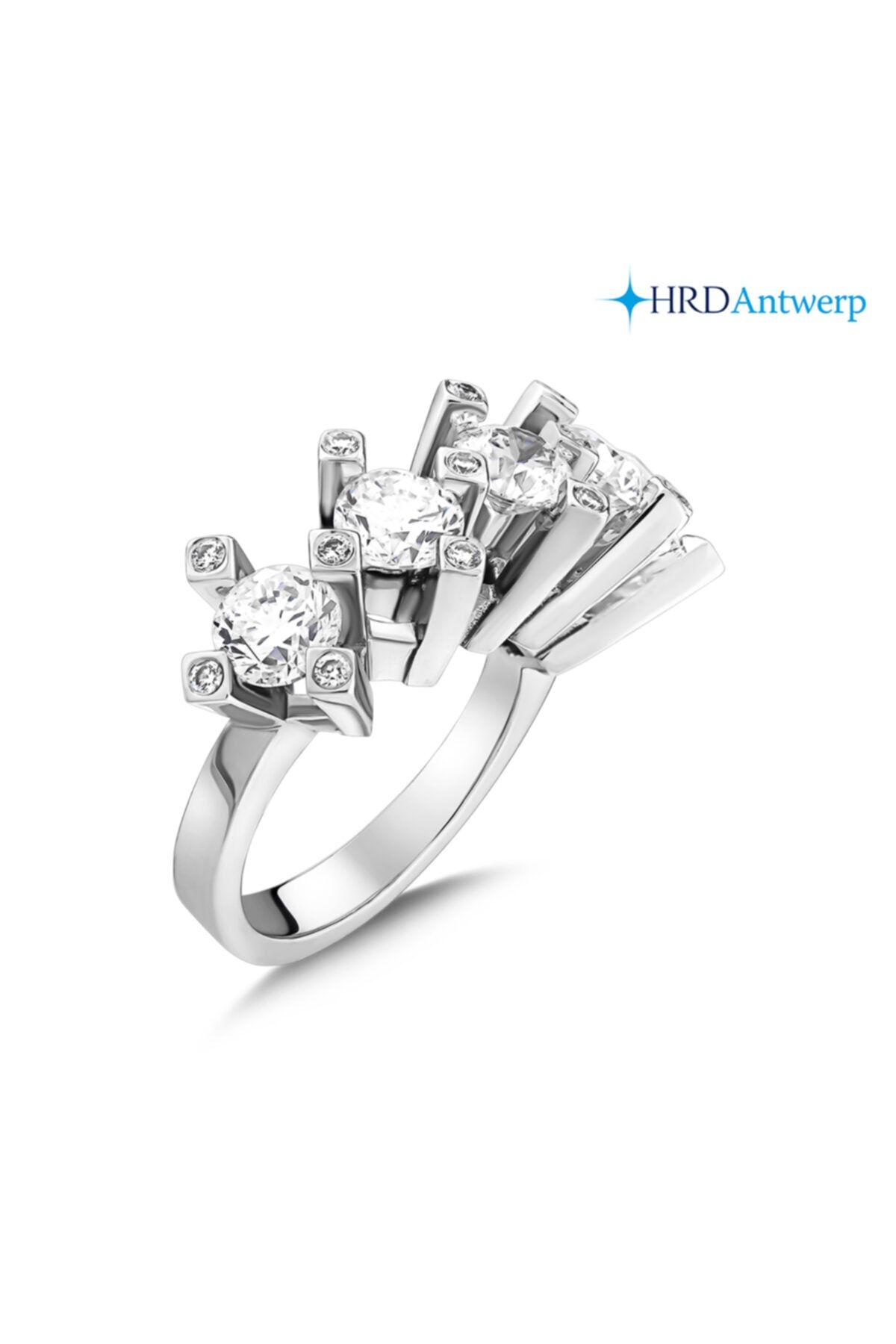 Barok Diamond Pırlanta Beştaş Yüzük 3.73 Ct. F Vs 18k Hrd Sertifikalı