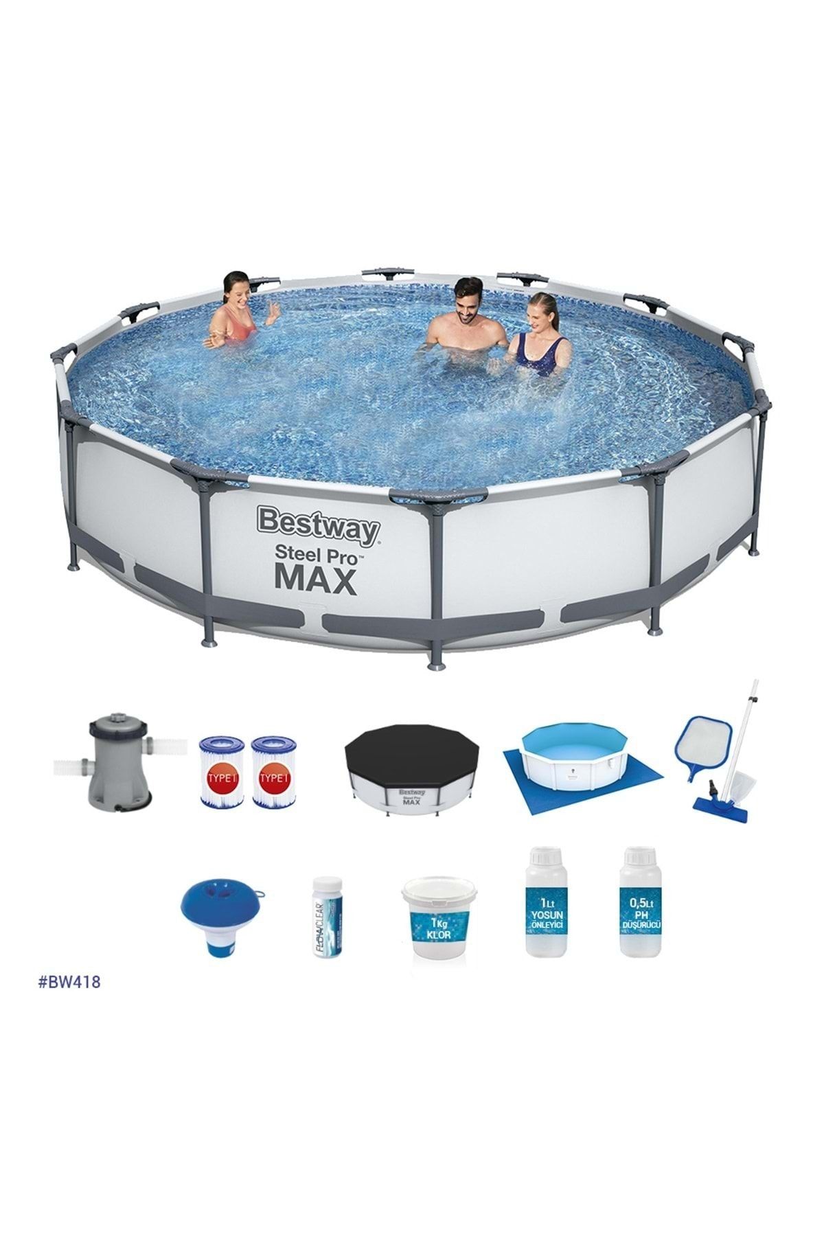 BESTWAY Prefabrik Havuz 366 X 76 cm Seti Bw418