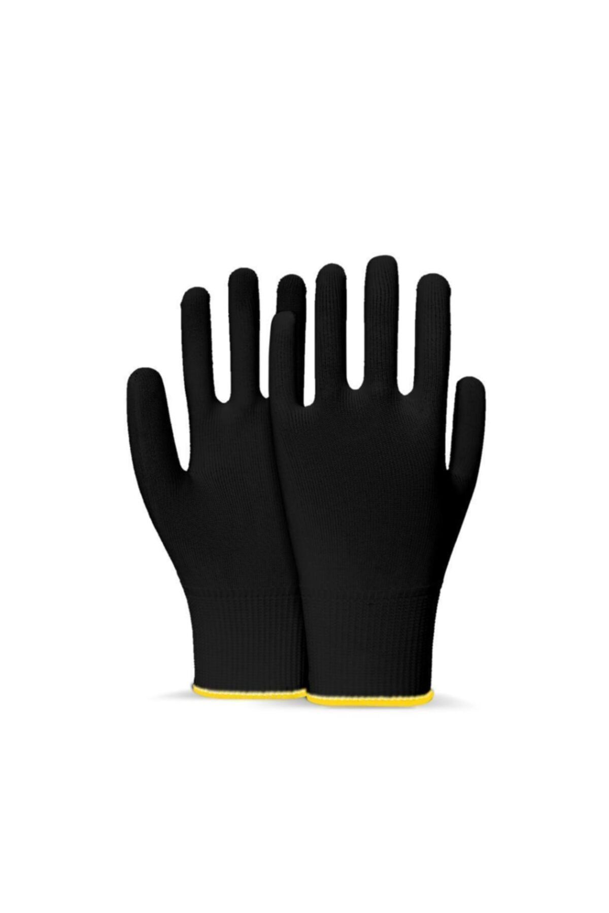 Beybi 10 Adet Siyah Örme Polyester Yıkanabilir Koruyucu Kasiyer Eldiveni