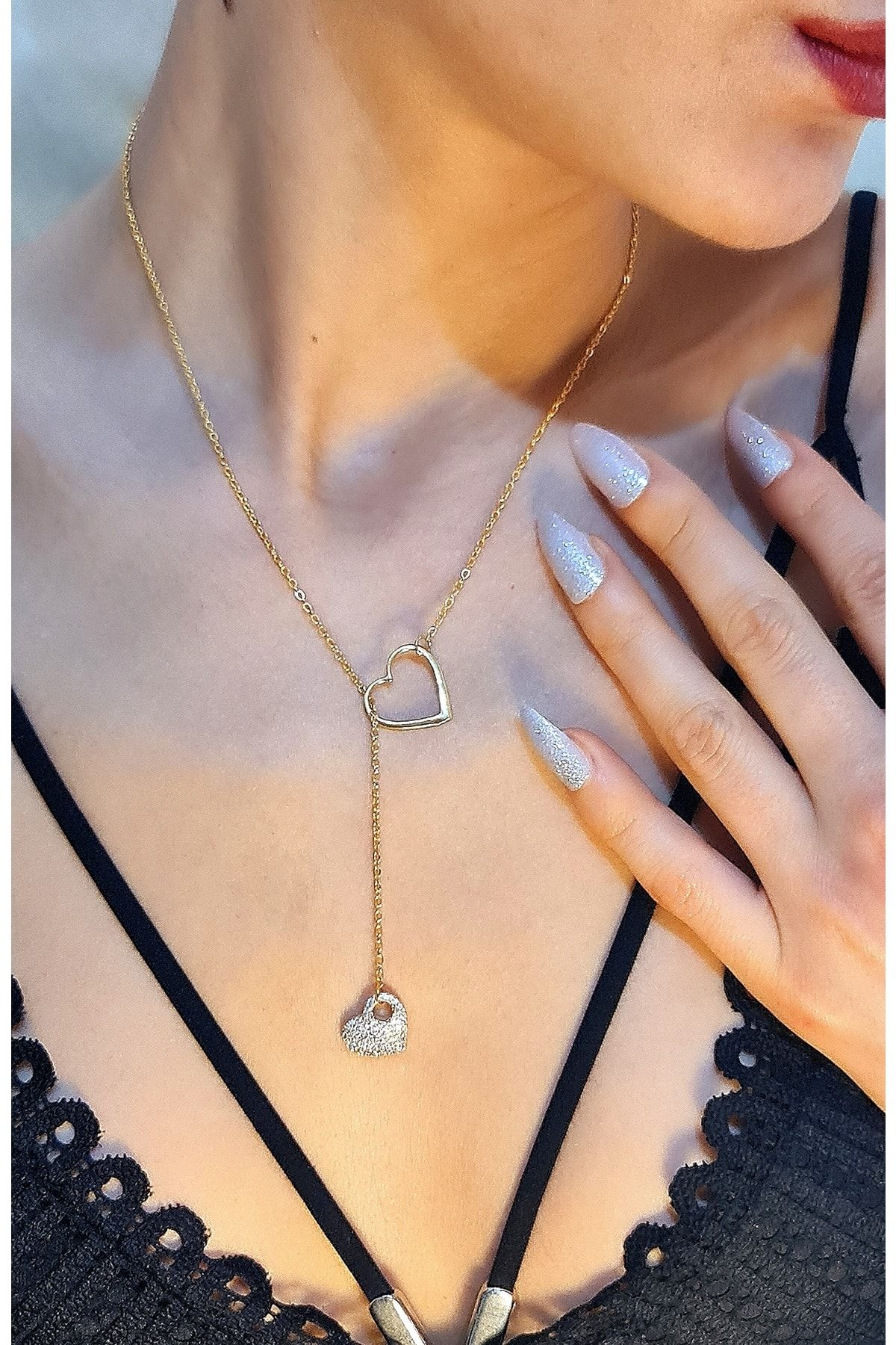 WONDER TOUCH Women s Stone Heart Necklace Hollow Heart Necklace