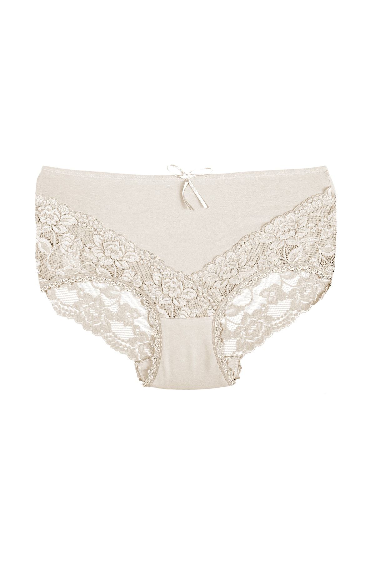Zena Ecru High Waist Lace Cotton Plus Size Women's Panties - Trendyol