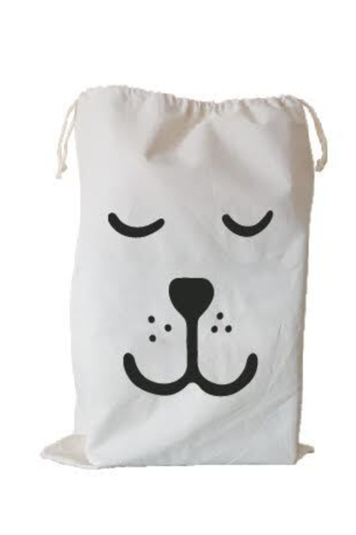 BugyBagy 50x70cm Ebadında Köpek (kapalı Göz) Figürlü Kanvas Oyuncak Ve Çamaşır Saklama Torbası