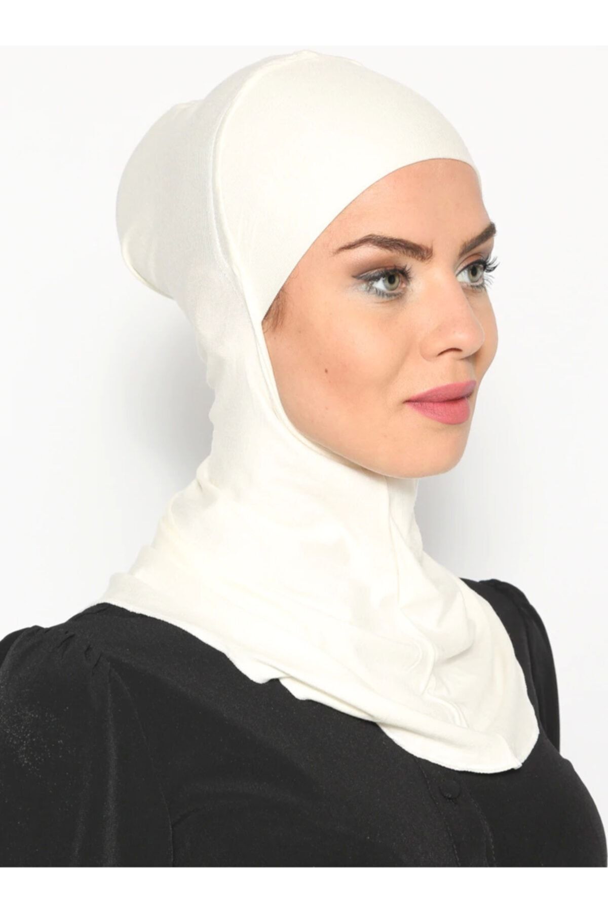 Ecardin Boyunluklu Hijab Bone - Ekru -