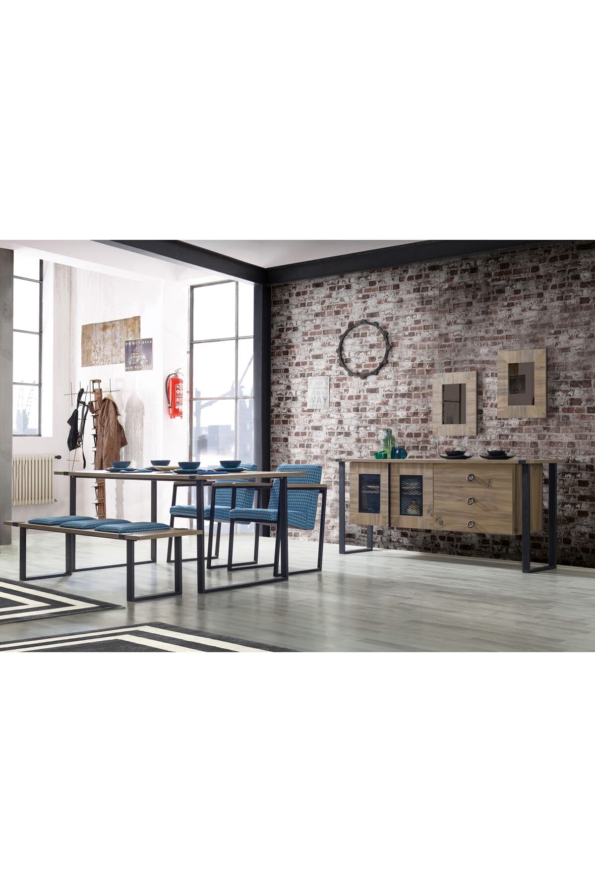 Bersemo Mobilya Mia Masa Konsol 2 Sandalye Ve Bench Takımı
