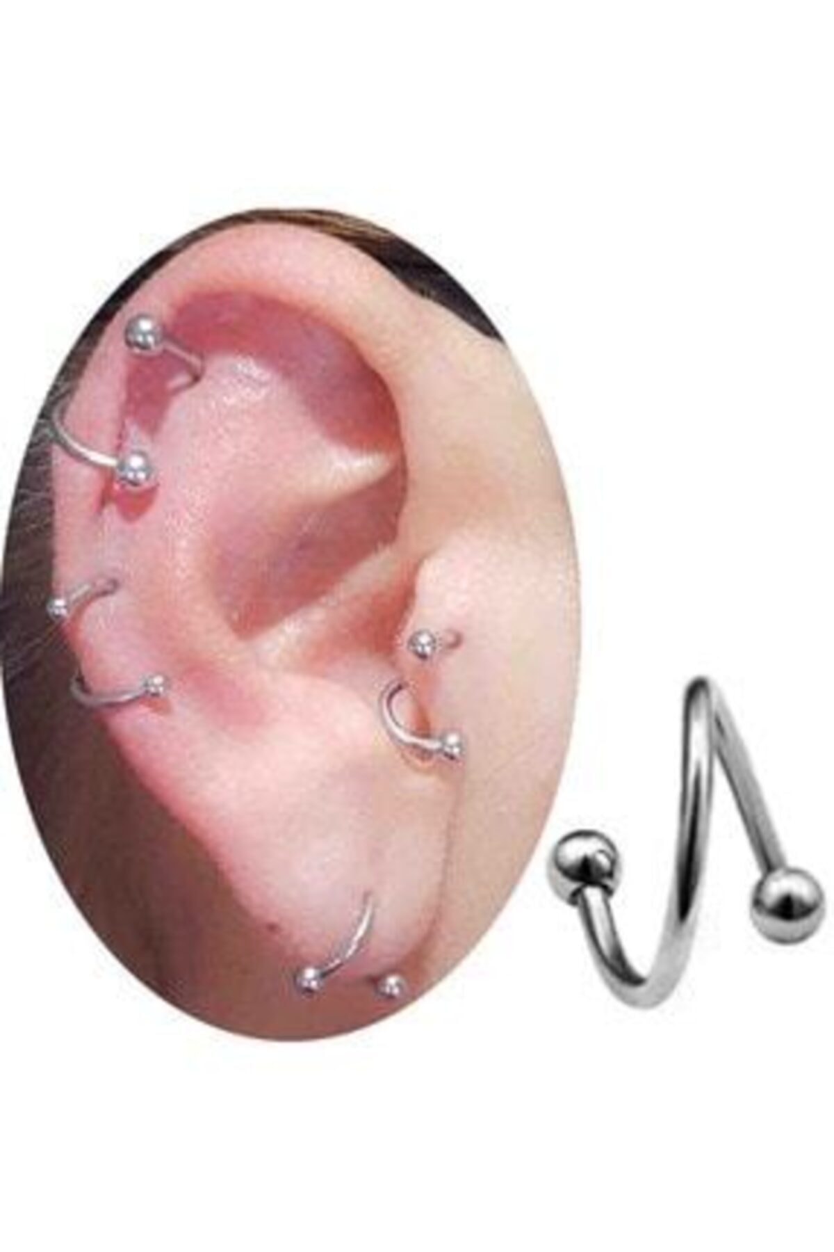 SHESTAKI 8mm Cerrahi Çelik Helezon Tragus-kıkırdak-helix Piercing