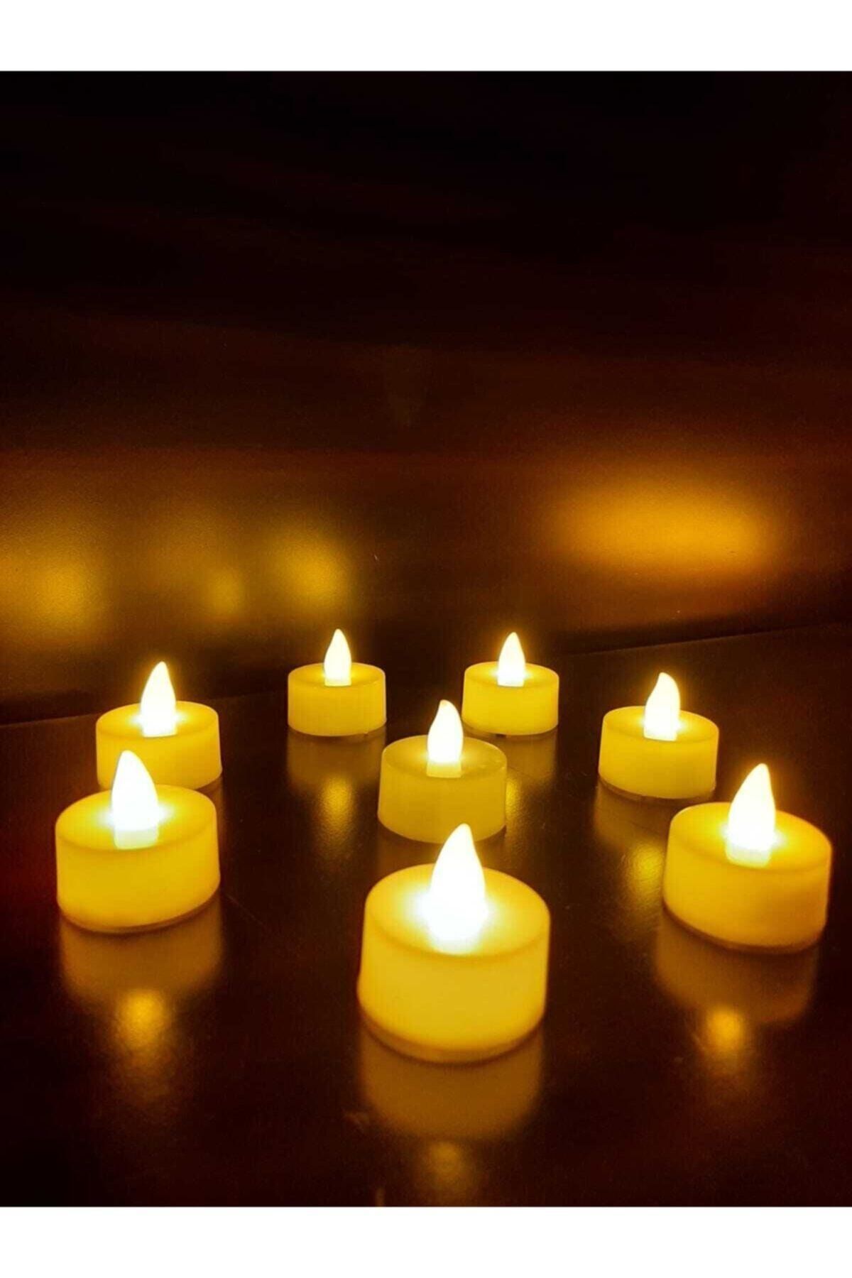 mfsus 8 adet isikli led mum tealight led pilli mum sari piller dahil fiyati yorumlari trendyol