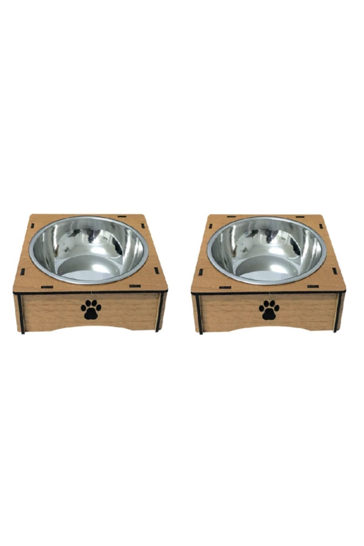 Alfanua Kedi Köpek Mama Ve Su Kabı Ahşap 375ml X 2 Adet