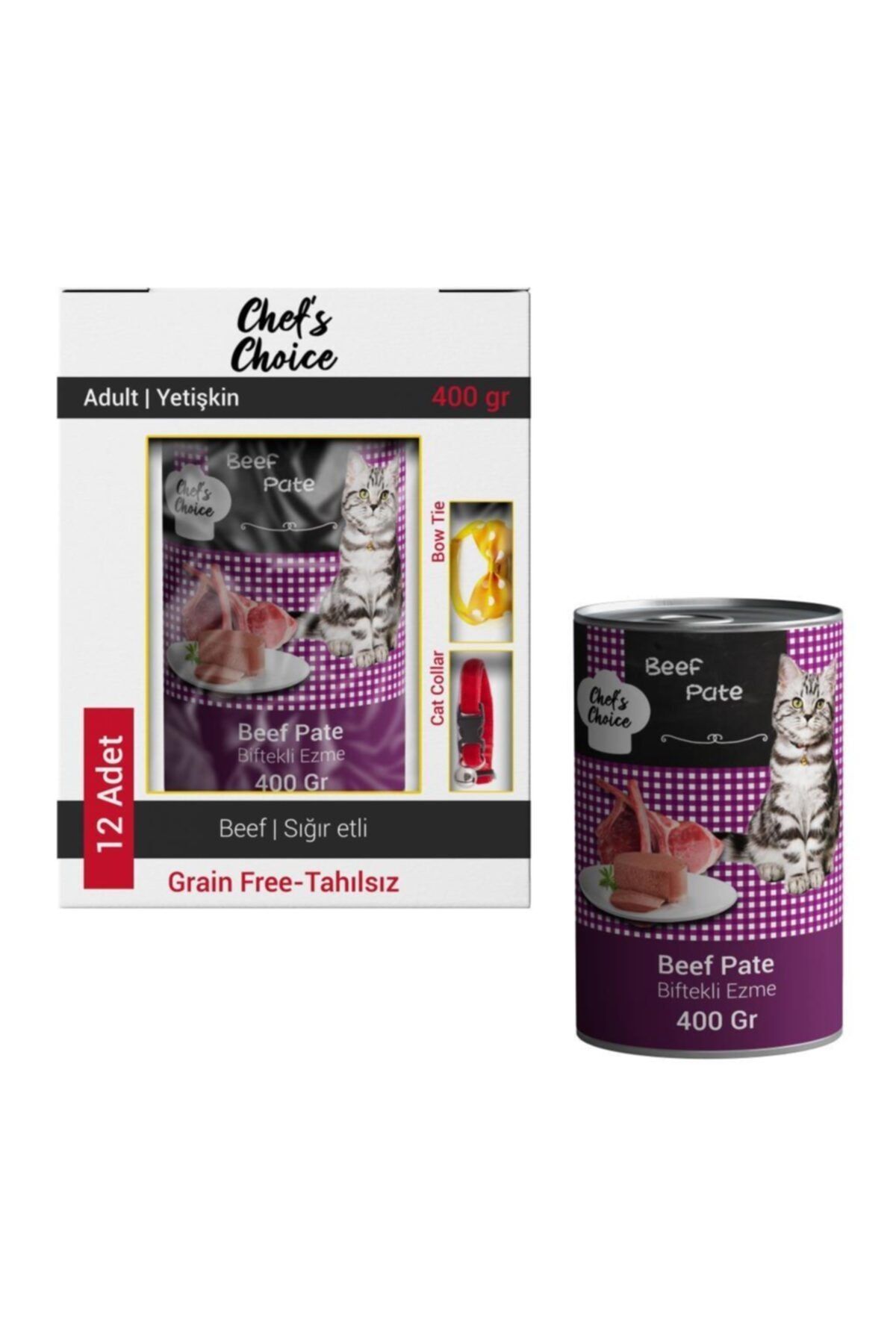 Chefs Choice Chef's Choice Tahılsız Biftekli Ezme Kedi Konserve Maması 12x400 gr
