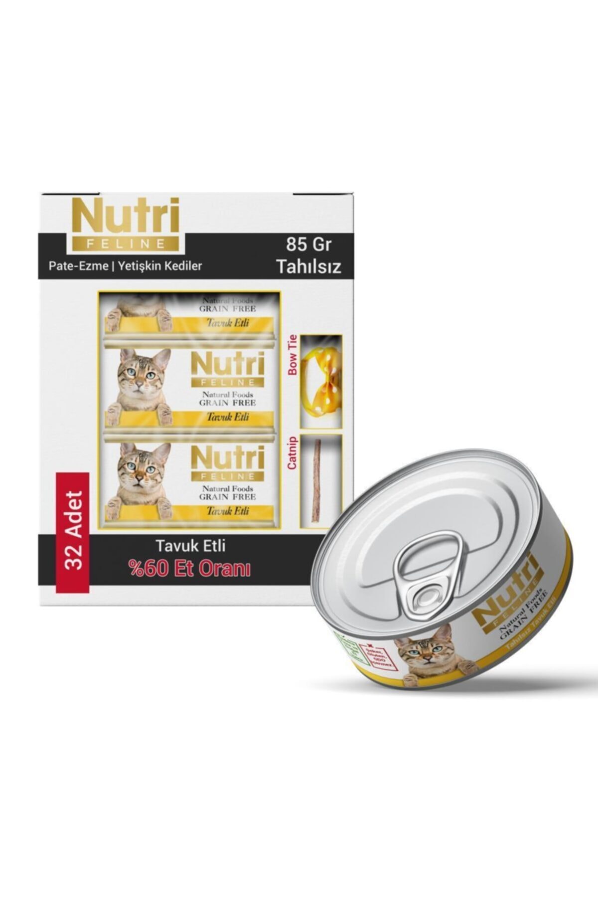 Nutri Feline Tavuk Etli Tahılsız Kedi Konservesi 32x85 gr