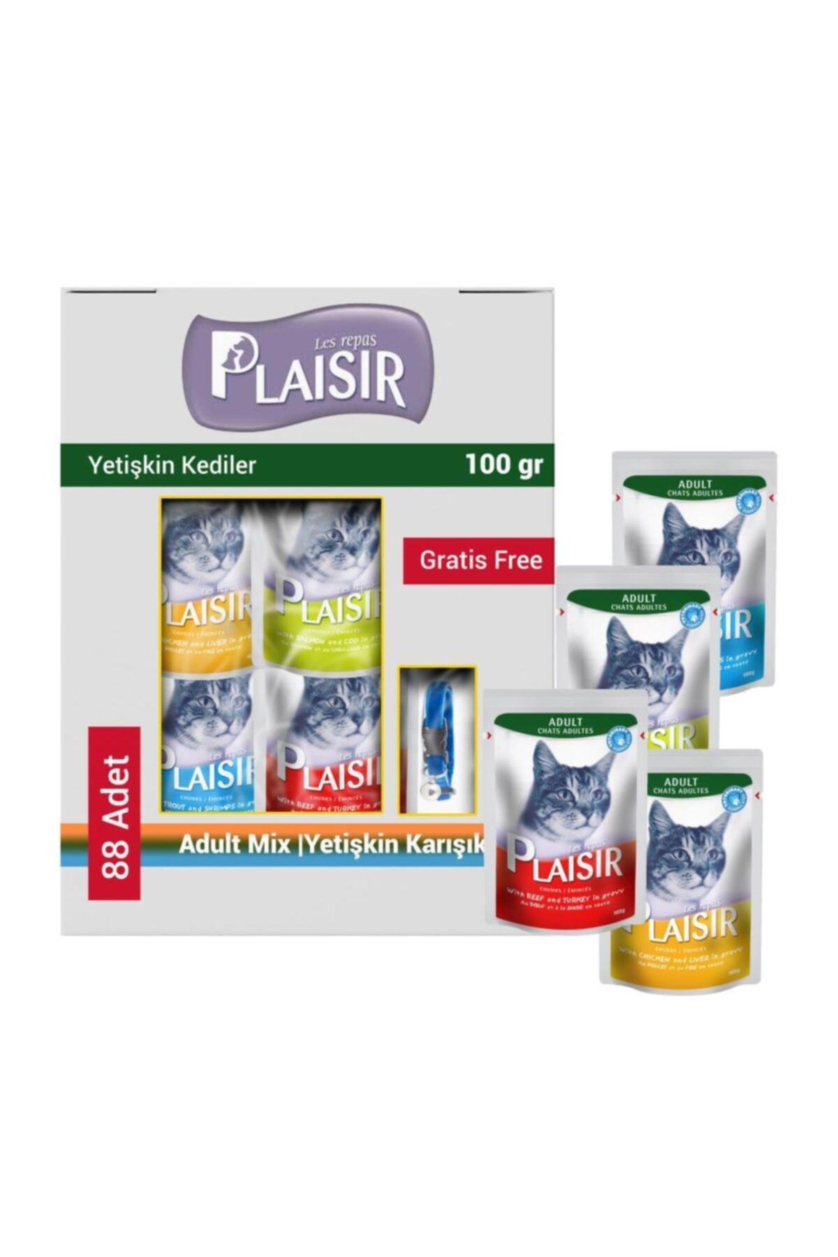 Plaisir Pouch Karışık Yetişkin Kedi Yaş Maması 88x100 gr