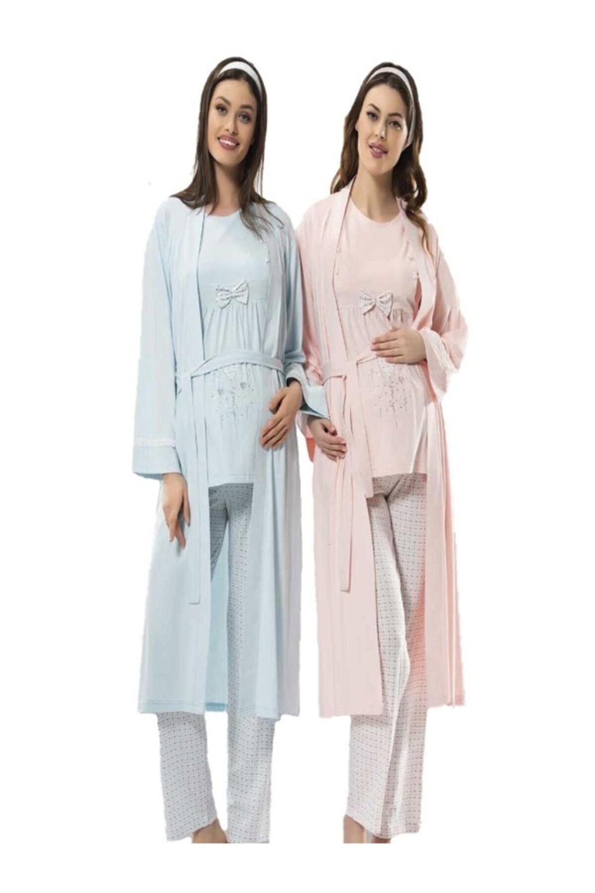 Poleren Sabahlıklı Lohusa Pijama Takım 5673 ı