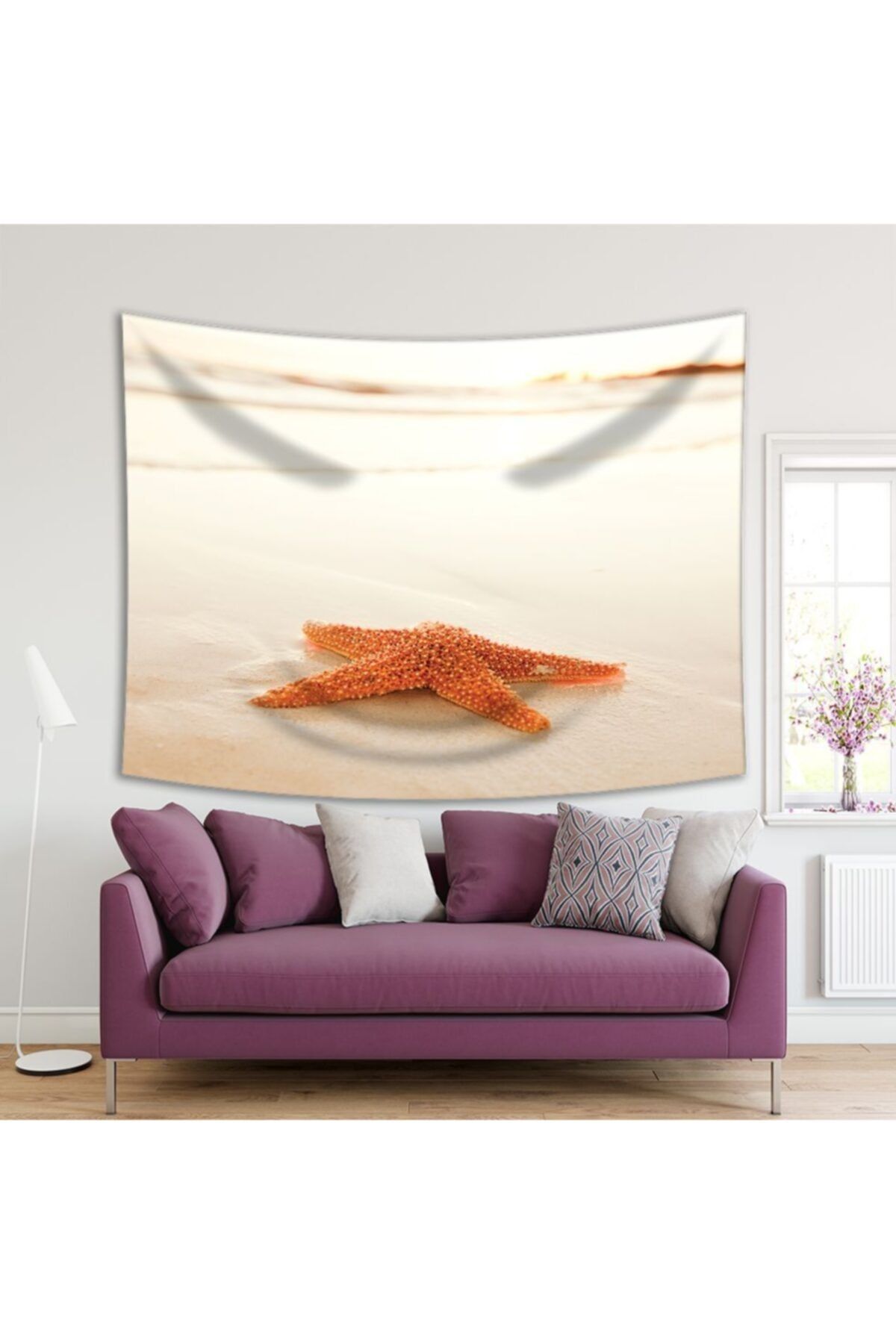 Henge Home Baskılı Duvar Örtüsü Kumsal Deniz Yıldızı Deseni