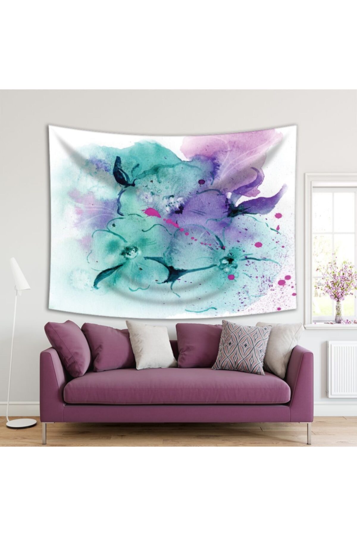 Henge Home Baskılı Duvar Örtüsü Soyut Sulu Boya Sanat Deseli