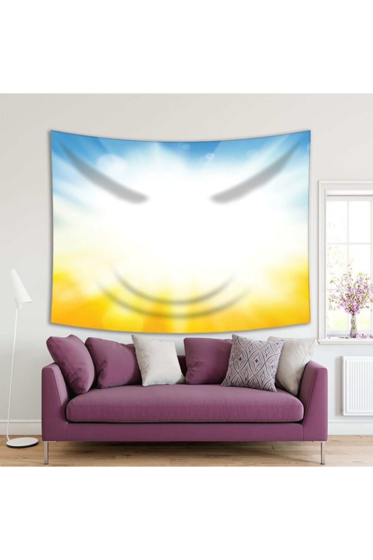 Henge Home Baskılı Duvar Örtüsü Yaz Güneş Işığı Desenli Sarı