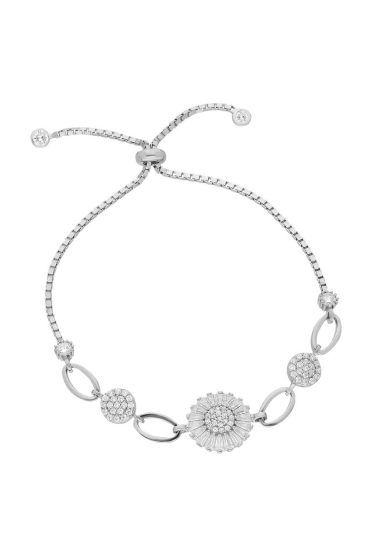 Chavin Baget Taşlı Yuvarlak Asansörlü Gümüş Bileklik ee45by