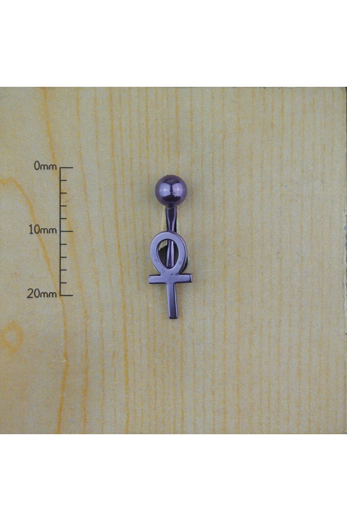 Abuksubukşeyler Cerrahi Çelik Ankh Göbek Piercing 8 Mm