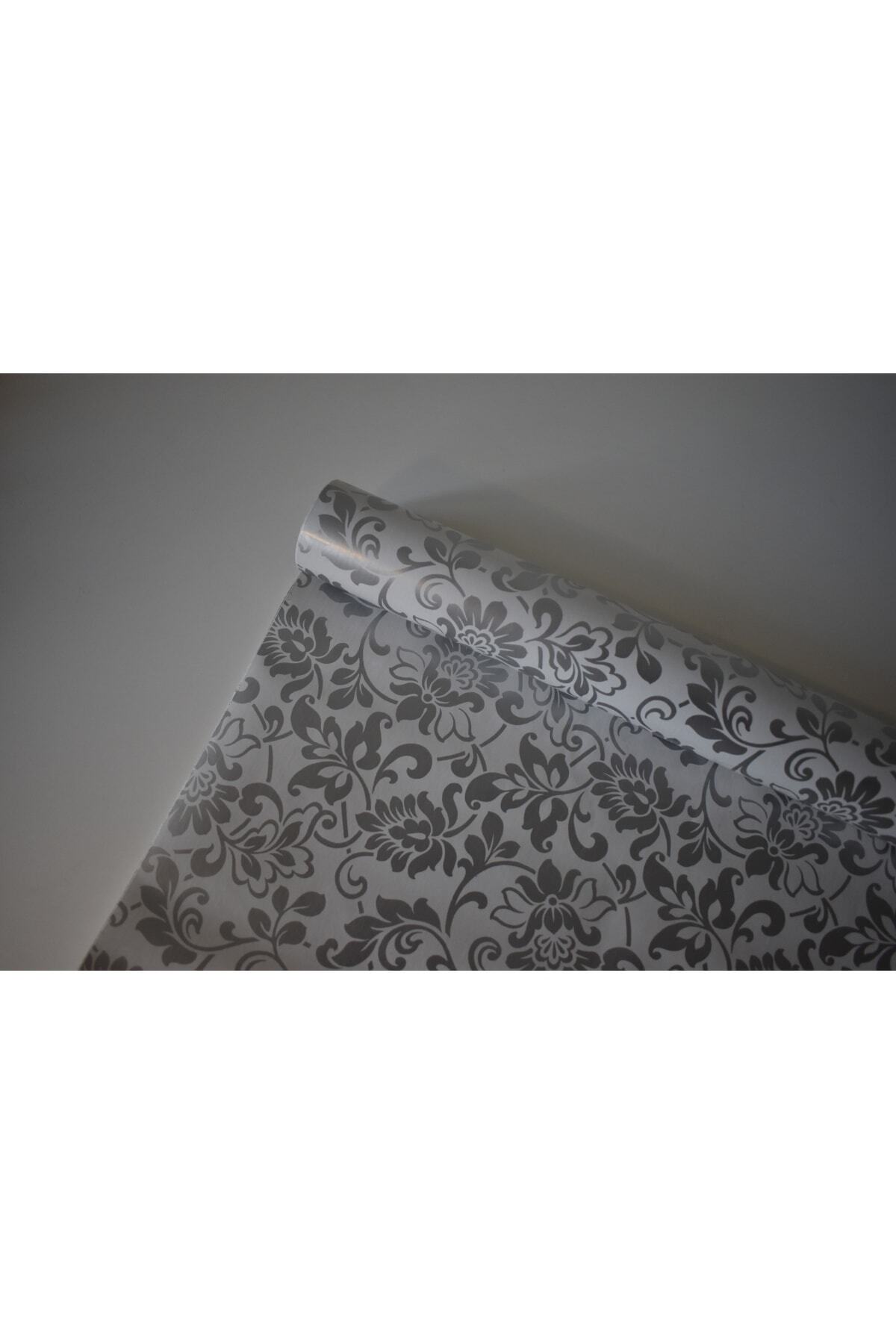 SERİN Dekoratif Yapışkanlı Folyo 45 Cm X 1 Mt Gri Klasik Çiçek Desen
