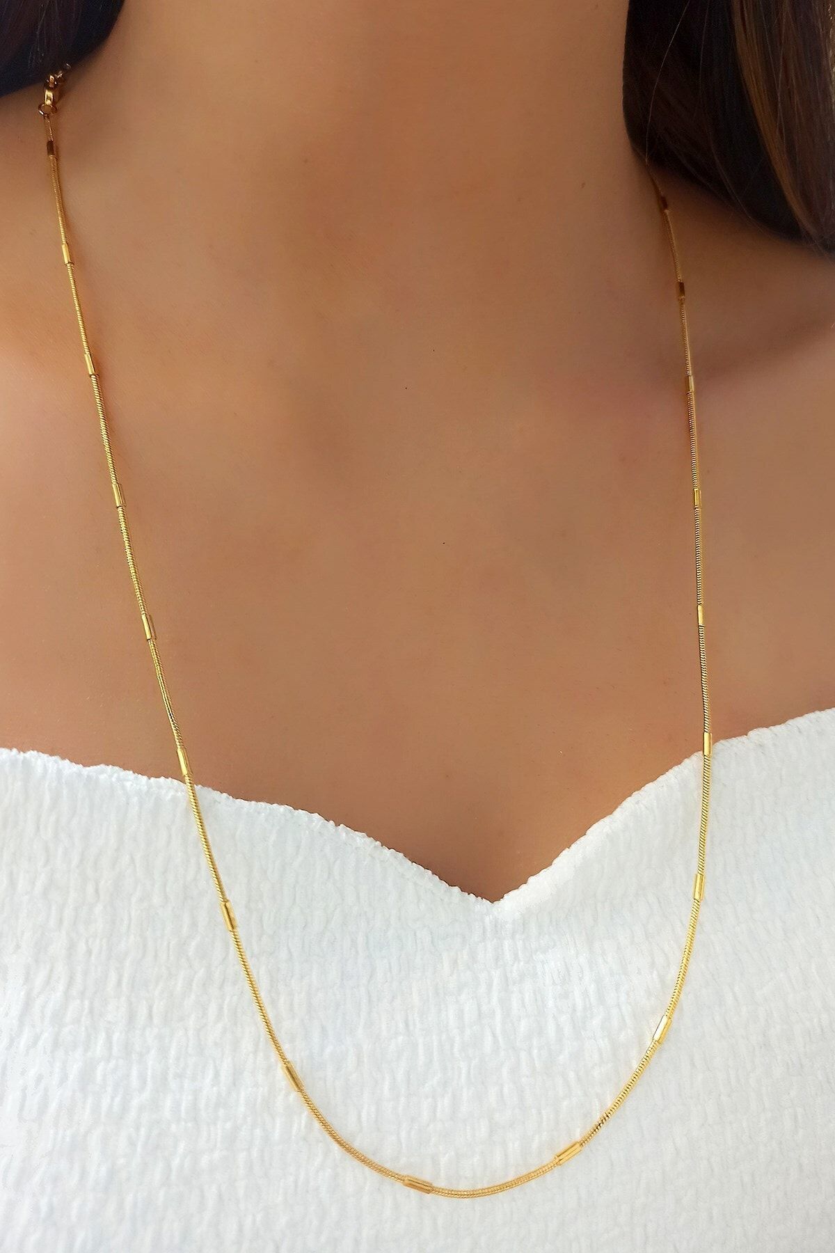 Çlk Accessories Özel Seri Silindir Yılan Zincir Bayan Kolye Trkolye5393 B33003