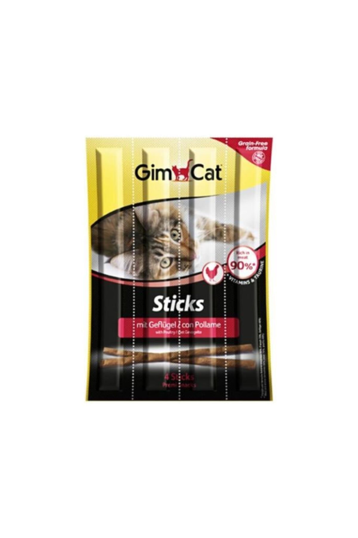 Gimcat Kümes Hayvanı Etli Kedi Ödül Çubukları 4'lü 20 gr X 5 Paket
