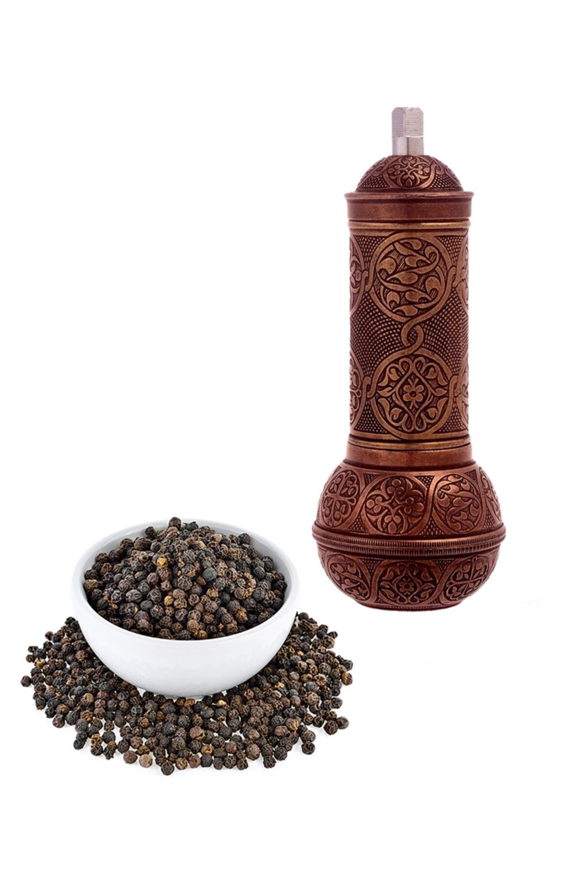 BAZAAR 4 Kahve Ve Baharat Değirmeni Osmanlı Motifli + 250 Gr Tane Karabiber