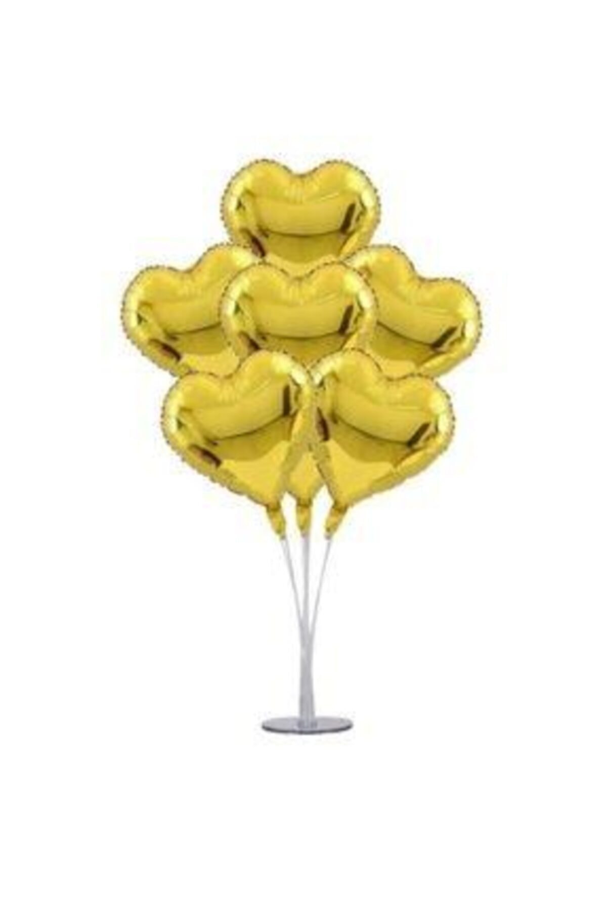 Şeker Adası Ayaklı Kalp Balon Standı + Gold Folyo Kalp Balonlar--skradaparti222