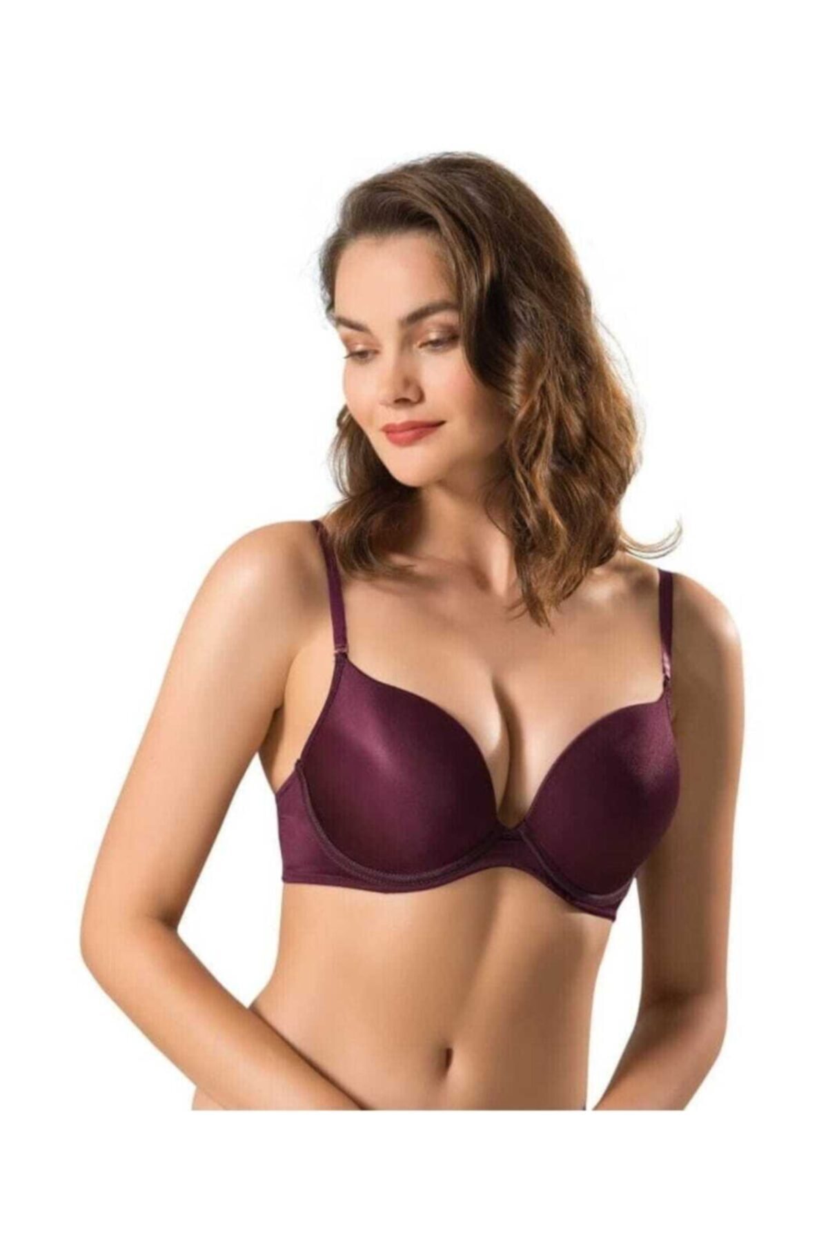 Le Jardin Kadın Mürdüm 2 Beden Büyük Gösteren Çift Destekli Mikro Kaplı Sihirli Südyen 7033