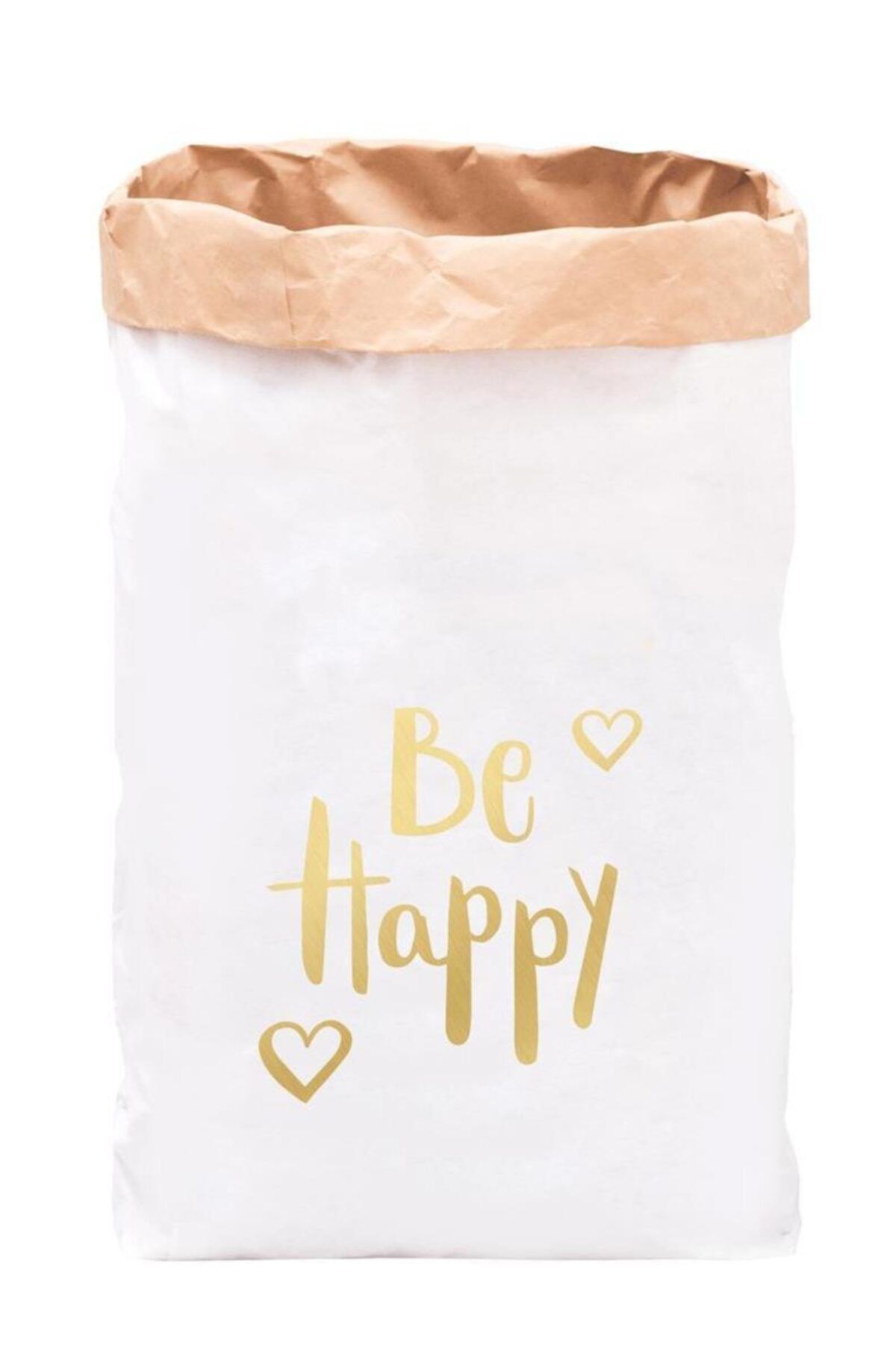 BugyBagy Be Happy Paperbag Dekoratif Çamaşır ve Oyuncak Sepeti Saklama Kutusu Oda Aksesuarı