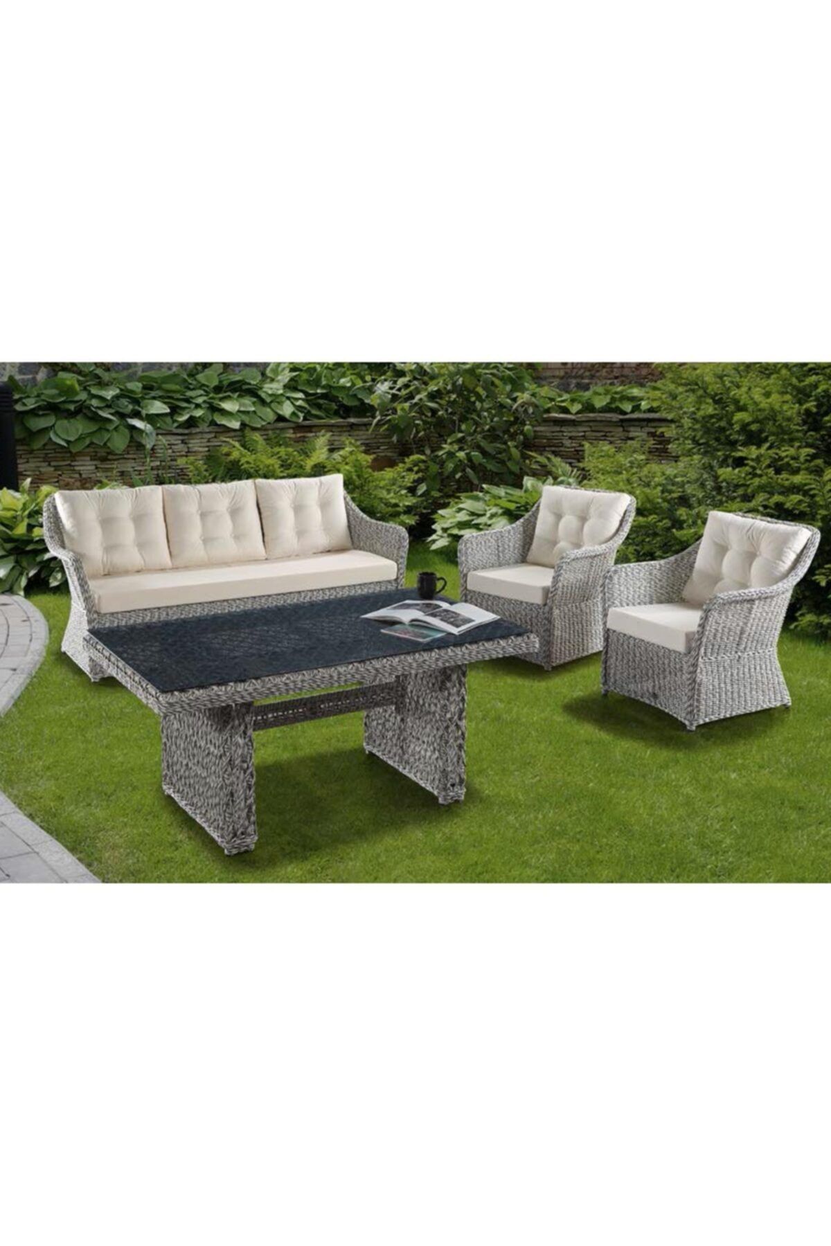 Bahçemo Flora 414 3’lü Masalı Bahçe Mobilyası Takımı