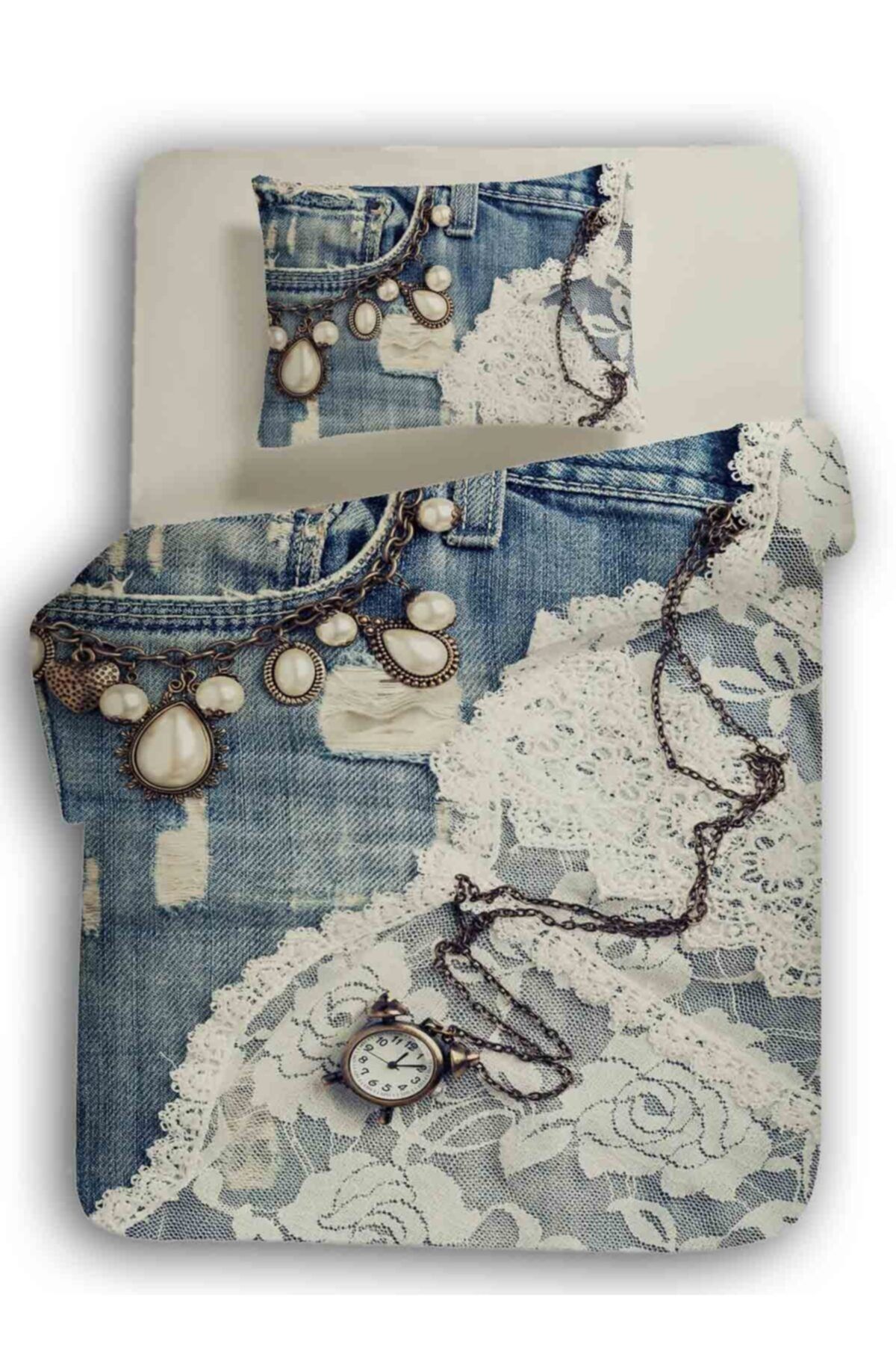 Luoca Patisca Jean 3d Saten Tek Kişilik Nevresim Takımı