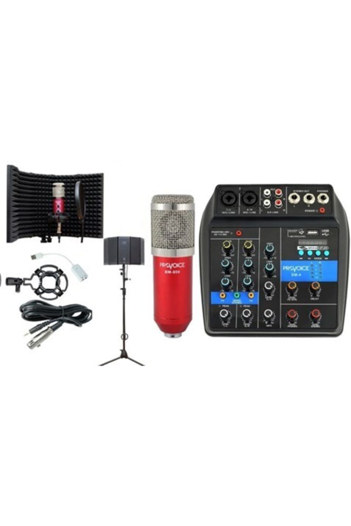 Provoice Audio Bm-800 Full Studyo Üst Seviye Kırmızı Ses Kayıt Seti