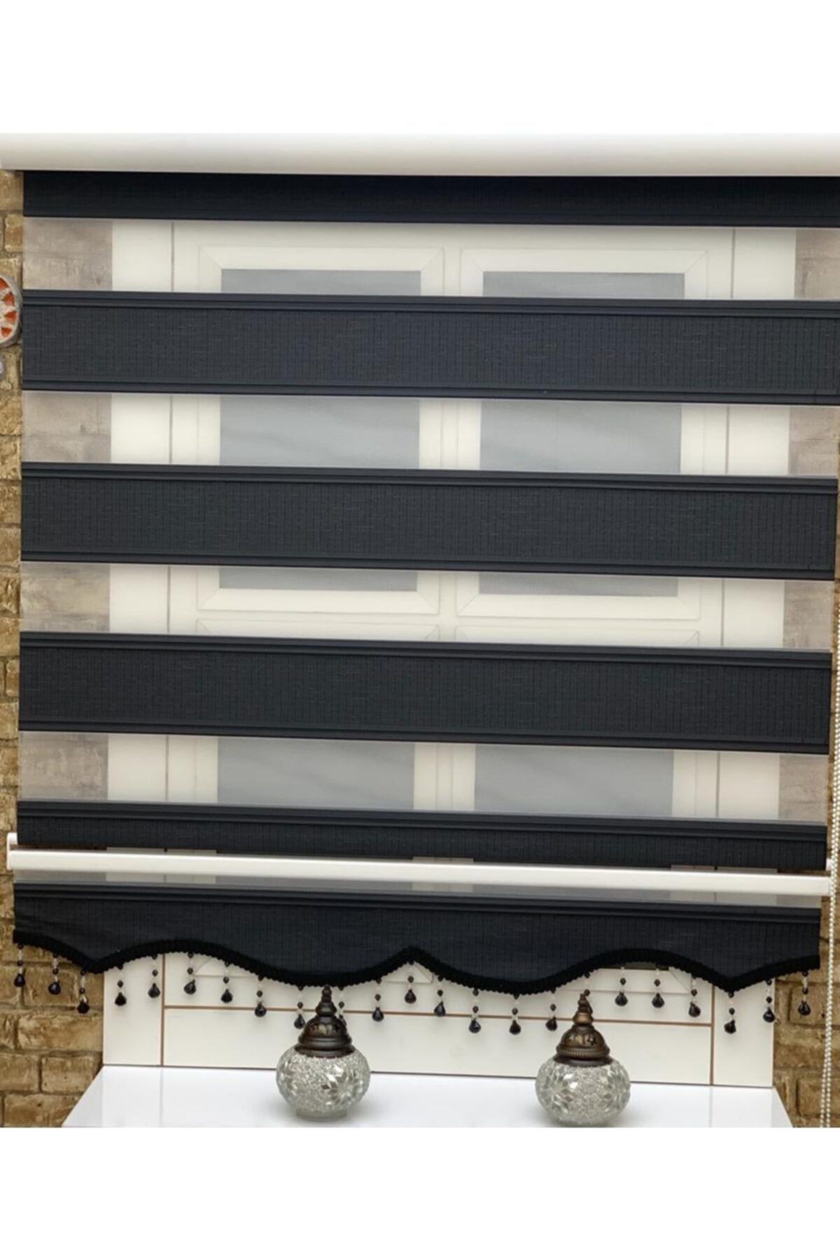 YAZAR HOME Yeni Sezon 1. Kalite Boncuklu Zebra Stor Perde