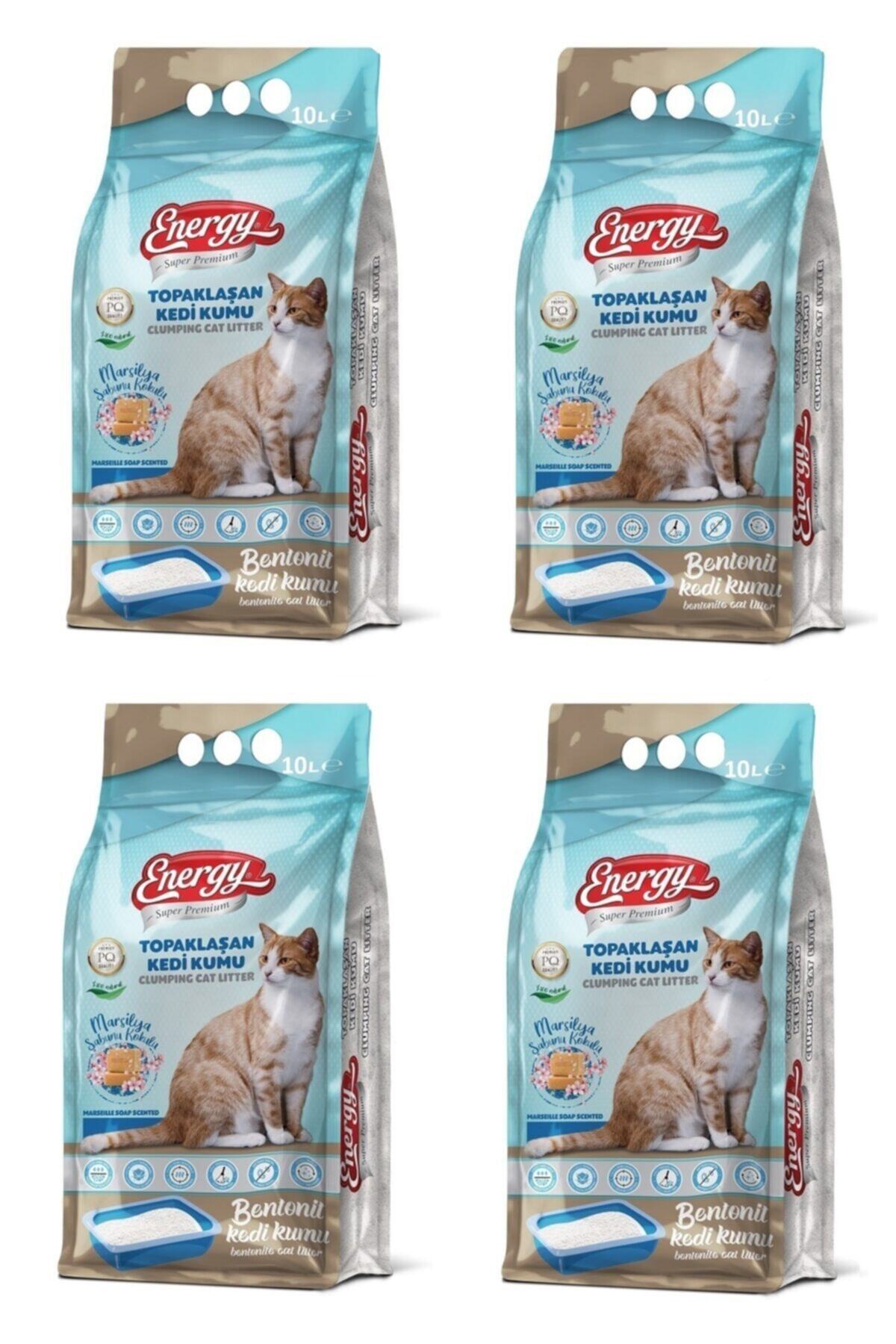 Energy Bentonit Kedi Kumu Marsilya Sabunu Kokulu 10 Lt - 4 Paket - Toplam 40 Lt