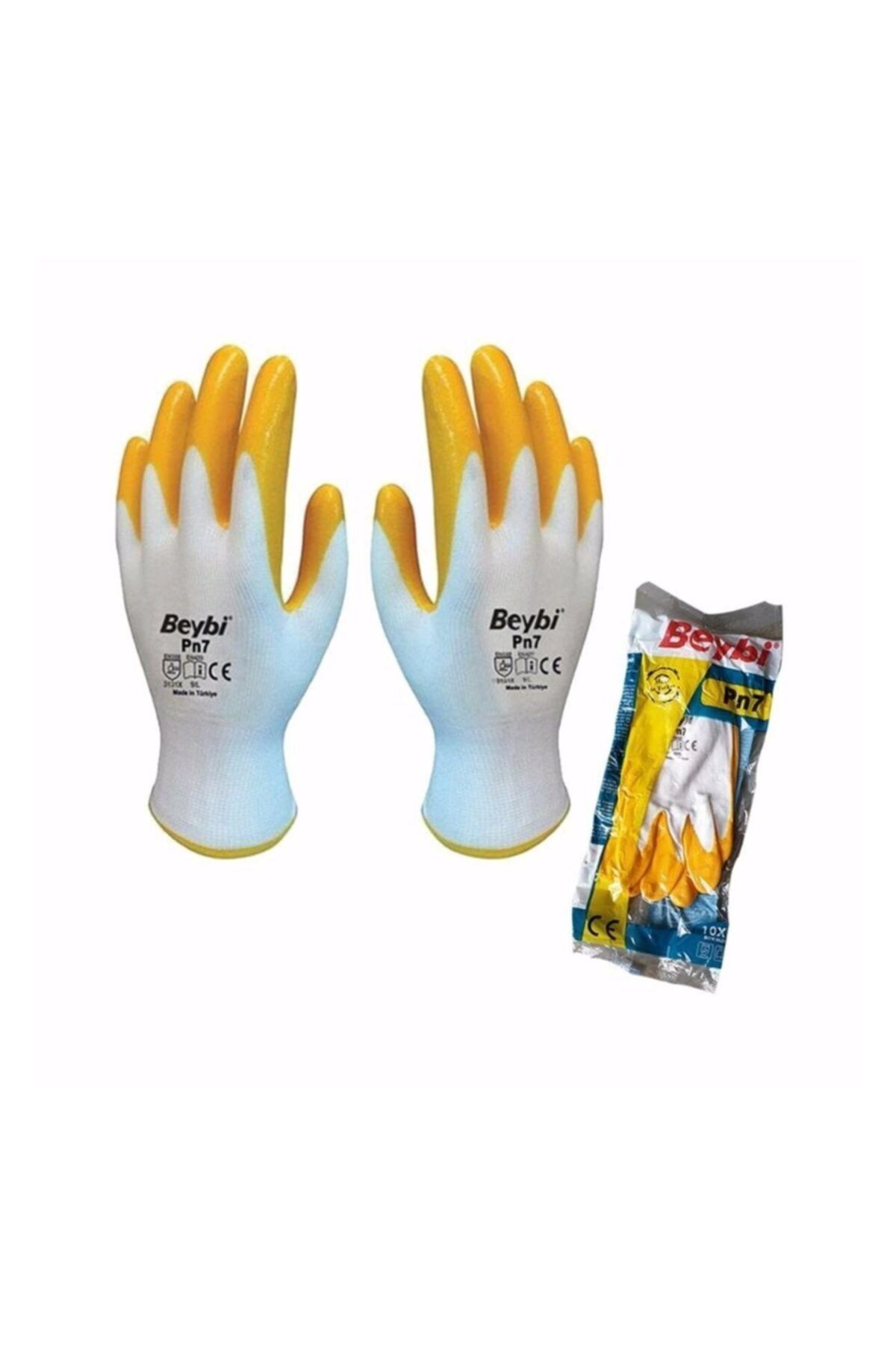Beybi Sarı Pn7 Nitril Eldiven No 9 10 Xl Beden 24'lü