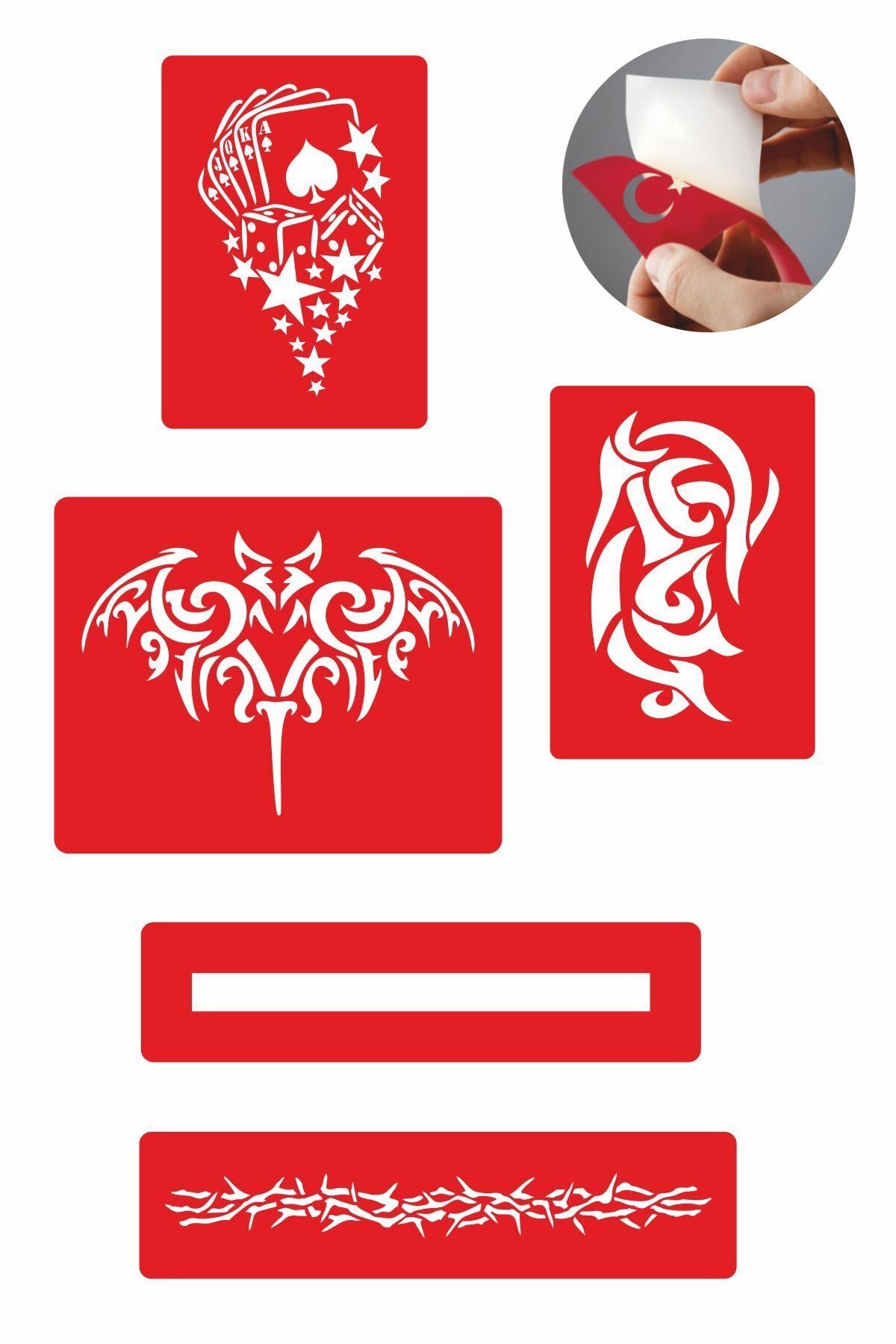 ONE SPRAY TATTOO Erkek Modelleri Dövme Şablonu Ve Kına Desenleri 5 Adet 7708705