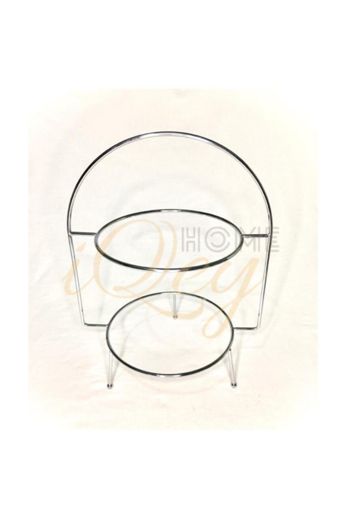 iQeyHome 2 Katlı Silver Etajer / Sunumluk / Stand