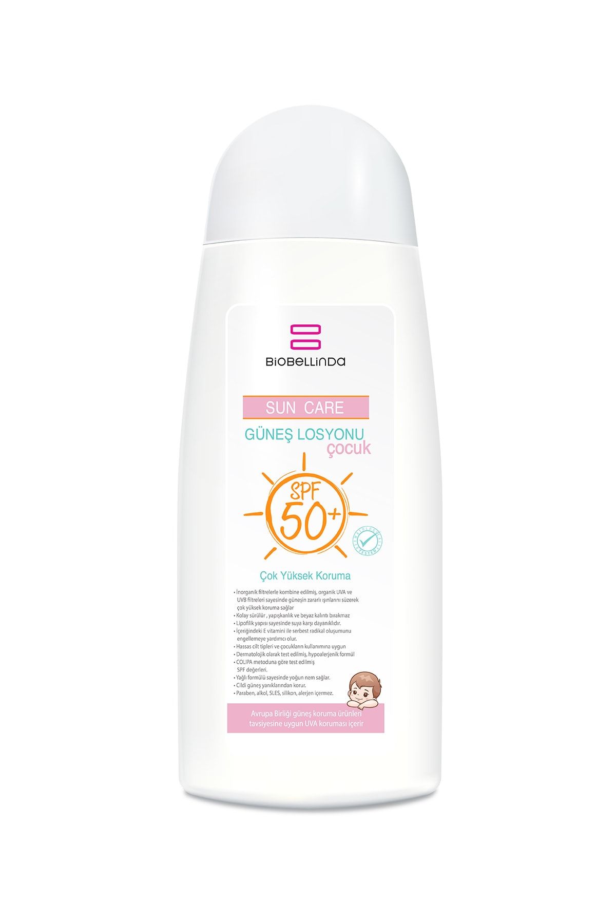 BioBellinda Doğal Içerikli Suya Dayanıklı Çocuk Güneş Losyonu Spf 50+ 200 ml
