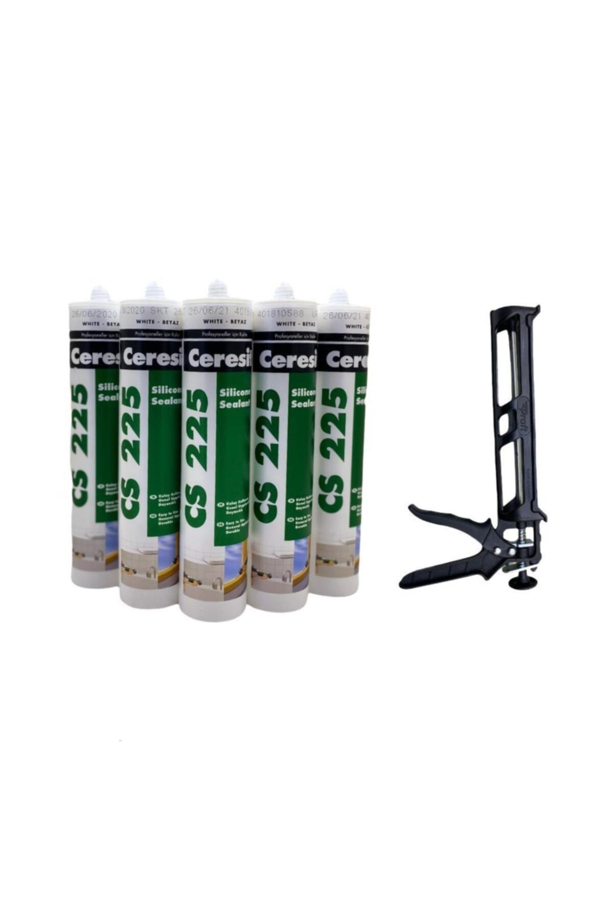 İstanbul EHırdavat Ceresit Beyaz Silikon 280 Ml 5'li Set Plastik Silikon Tabancası