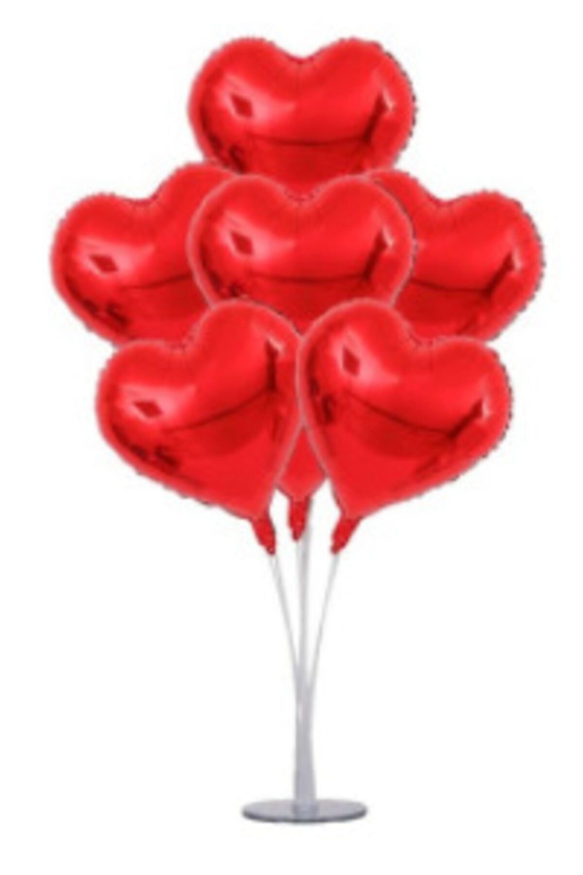 ÖFN Aksesuar Ayaklı Balon Standı +7 Adet Kırmızı Folyo Kalp Balon