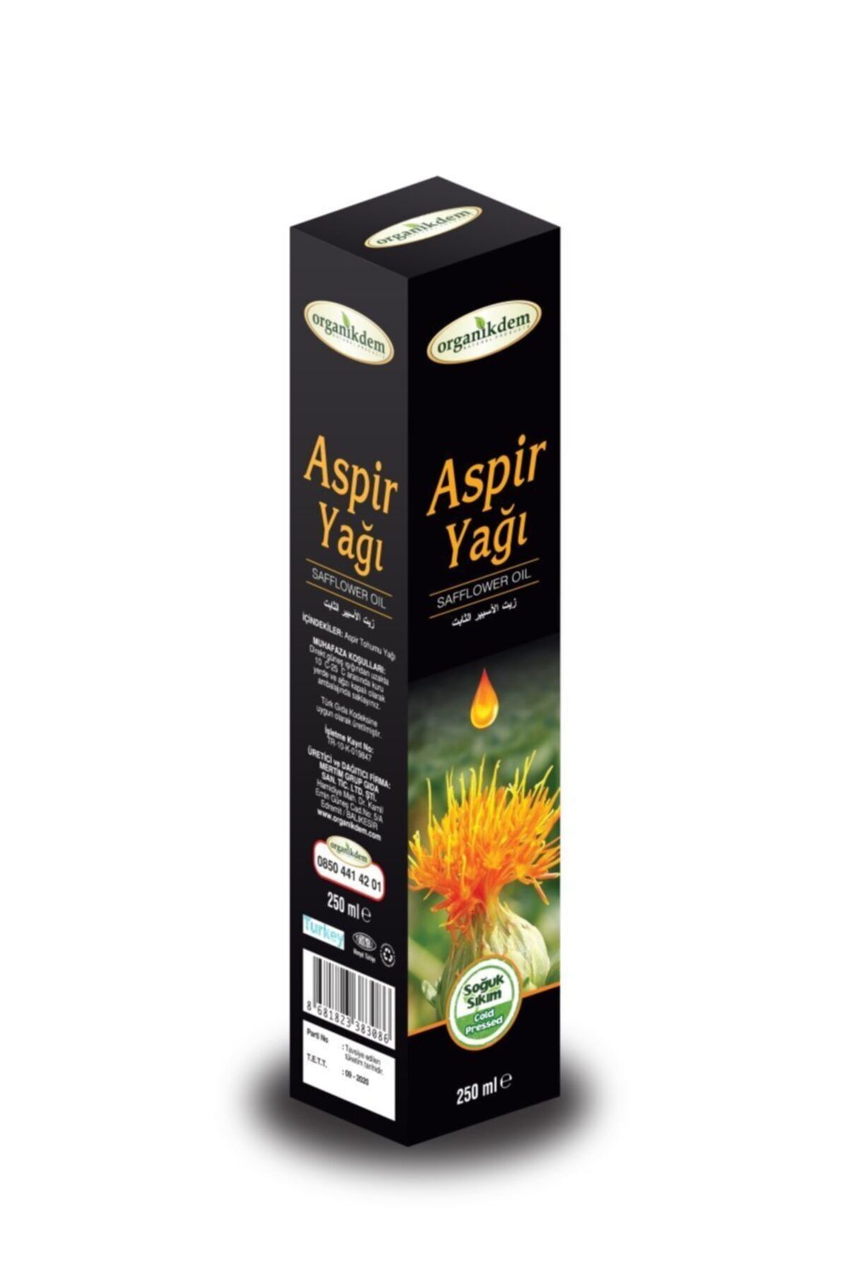 organikdem Aspir Yağı Soğuk Sıkım Doğal ve Organik 250 ml