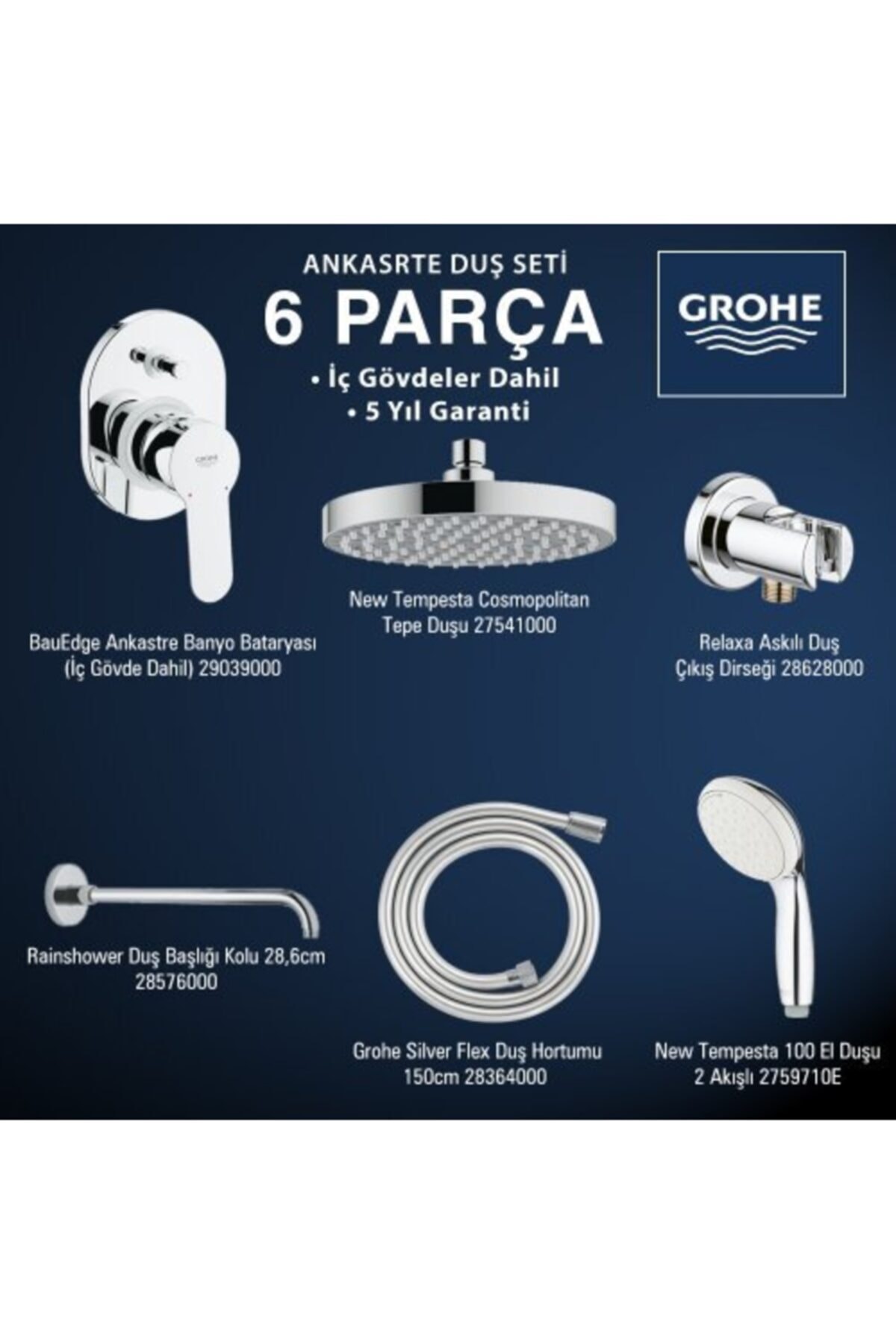 Grohe Bauedge Ankastre Banyo Duş Seti 6 Parça