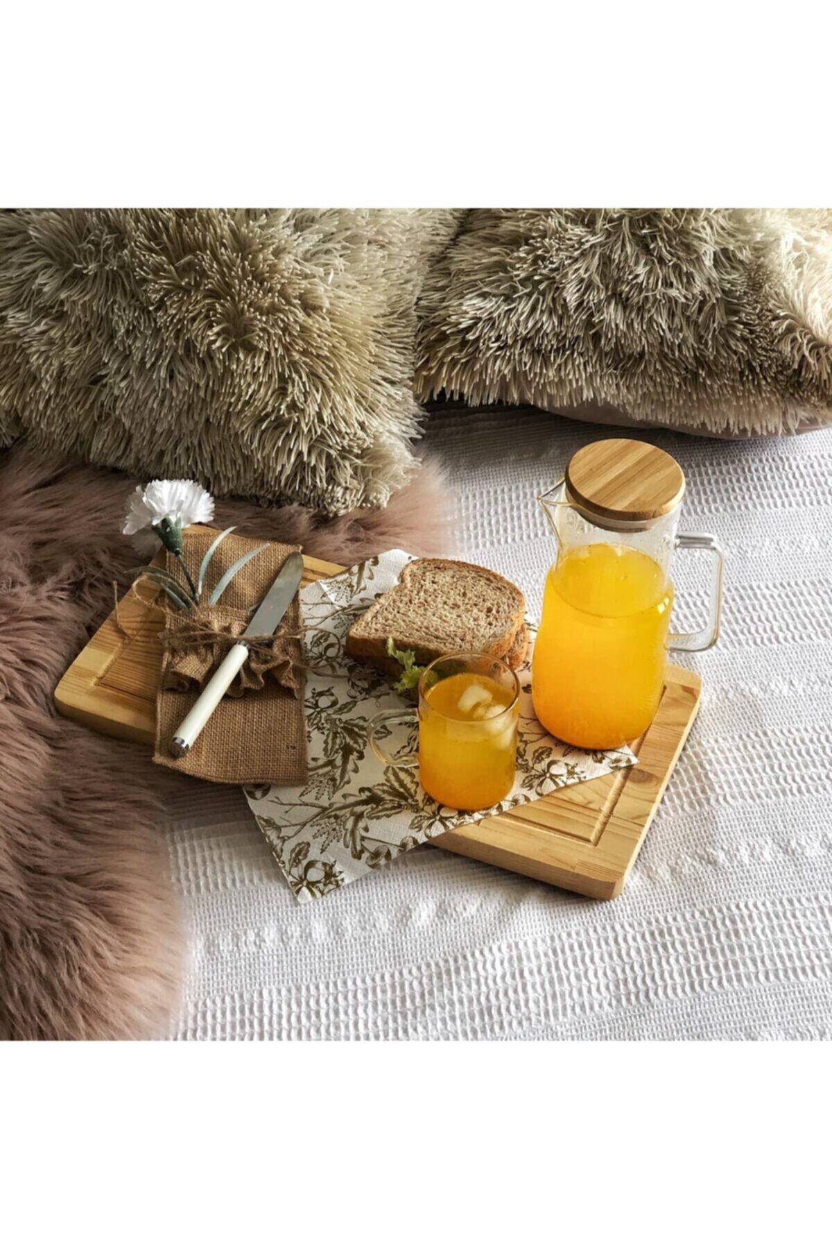 Rebecka Bambu Kapaklı Cam Sürahi