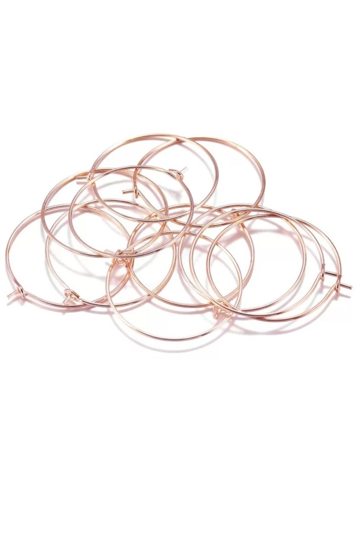 SUBUTAKI 15 Mm Rose Renk Kaplamalı Halka Küpe Takı Malzemesi 20 Adet