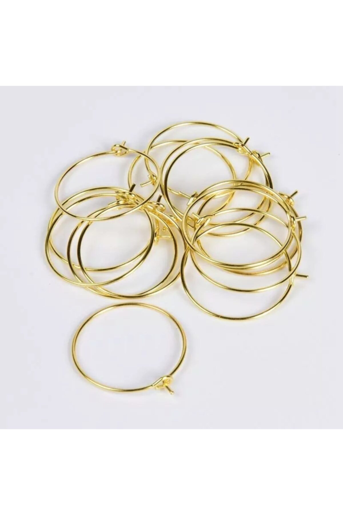 SUBUTAKI 25 Mm Altın Renk Kaplamalı Halka Küpe Takı Malzemesi 20 Adet