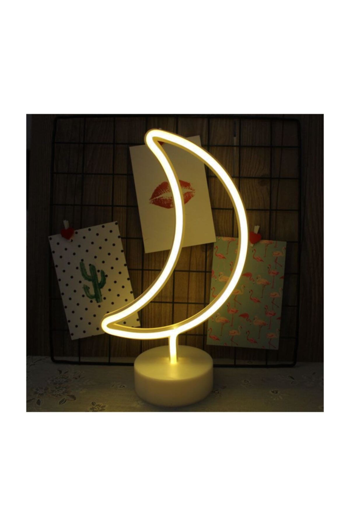 ORİJİNALDÜKKAN Neon Işıklı Dekoratif Ay Masa Gece Lambası