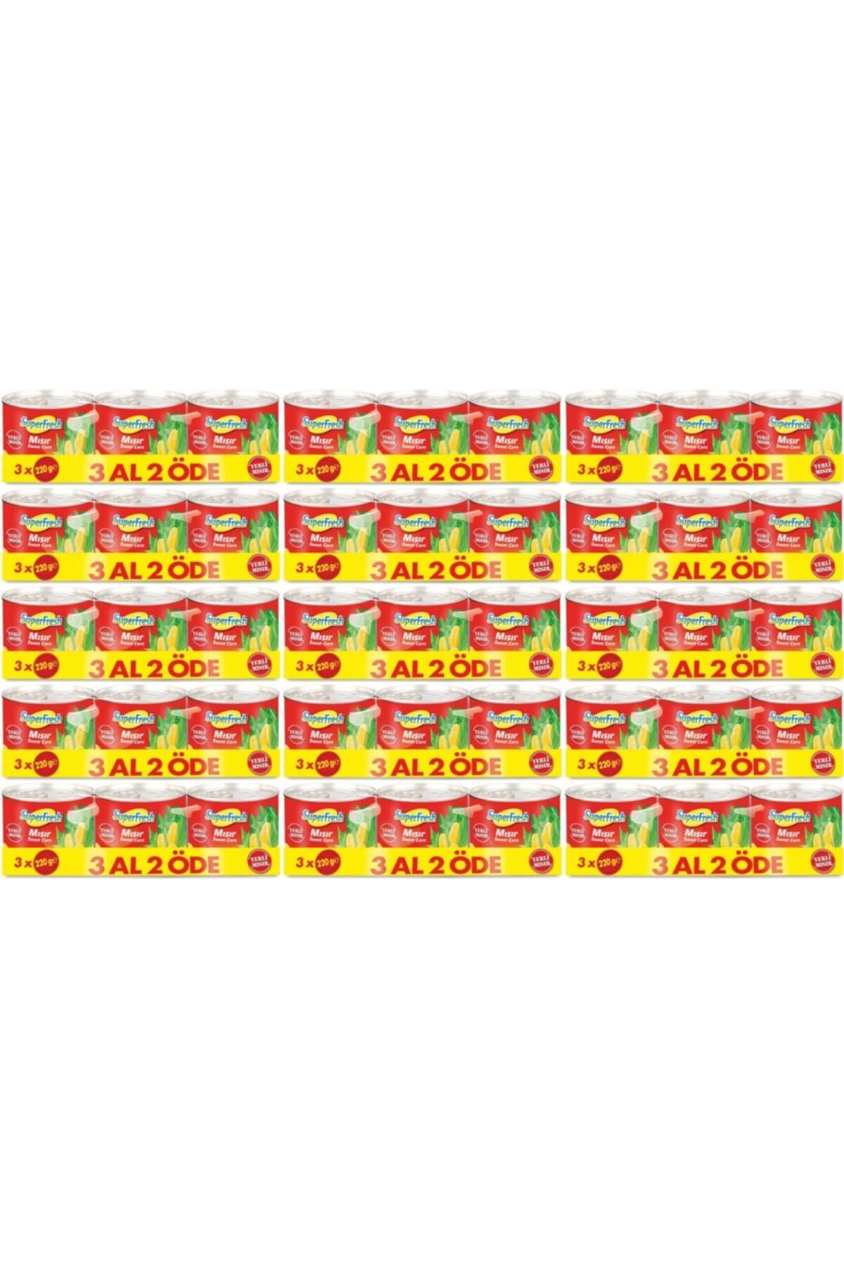 SuperFresh Mısır Konservesi 3x220 Gr 15 Adet ( Toplam 45 Adet)