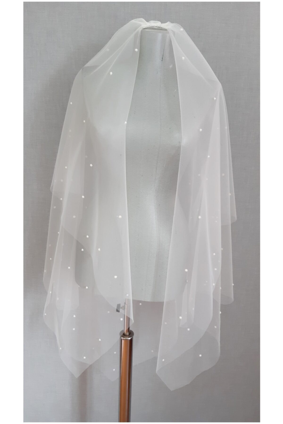 Suzanna Moda Kırık Beyaz Incili Sivri Uc Hayal Tül Duvak